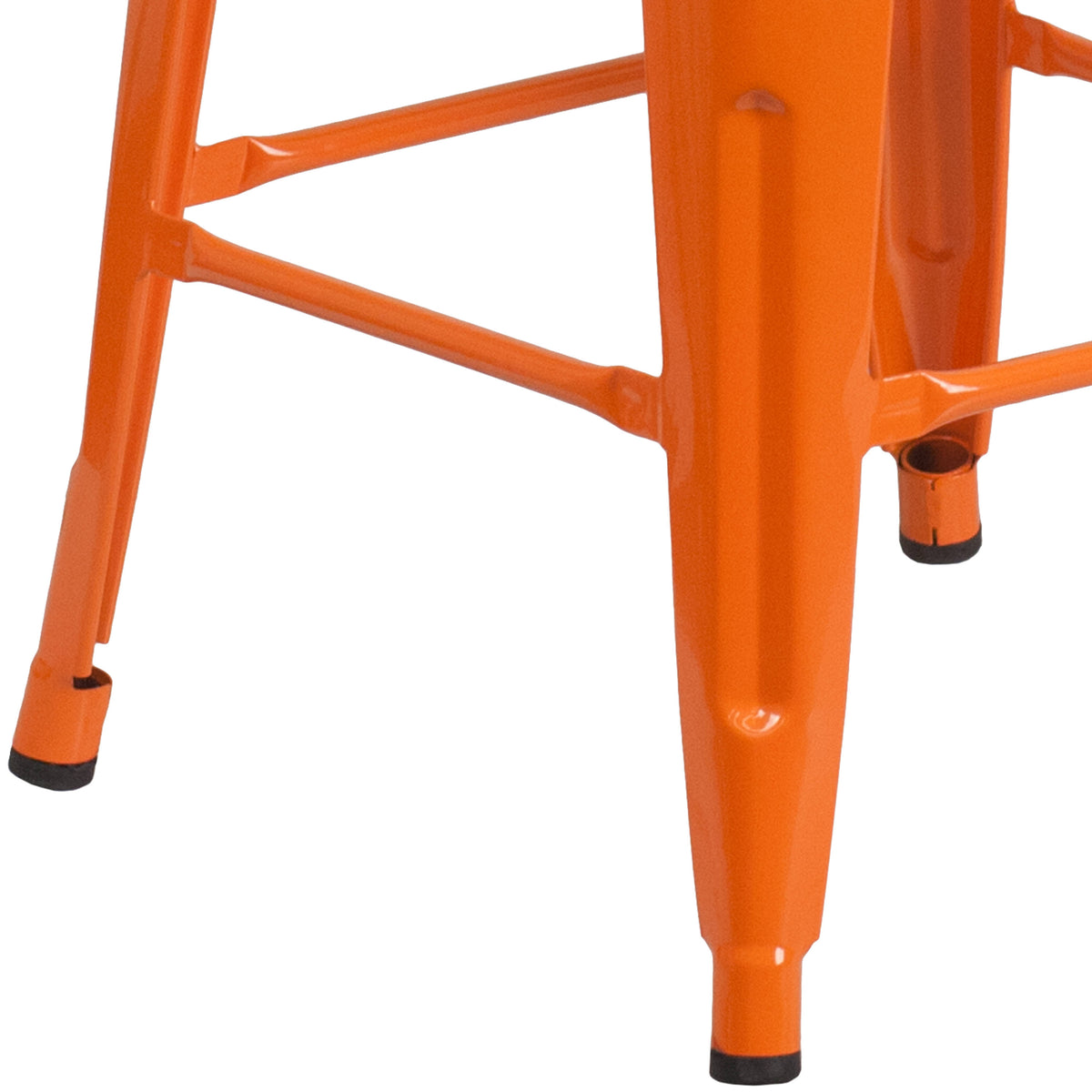 Orange |#| 30" High Backless Orange Metal Barstool w/ Square Wood Seat - Kitchen Furniture