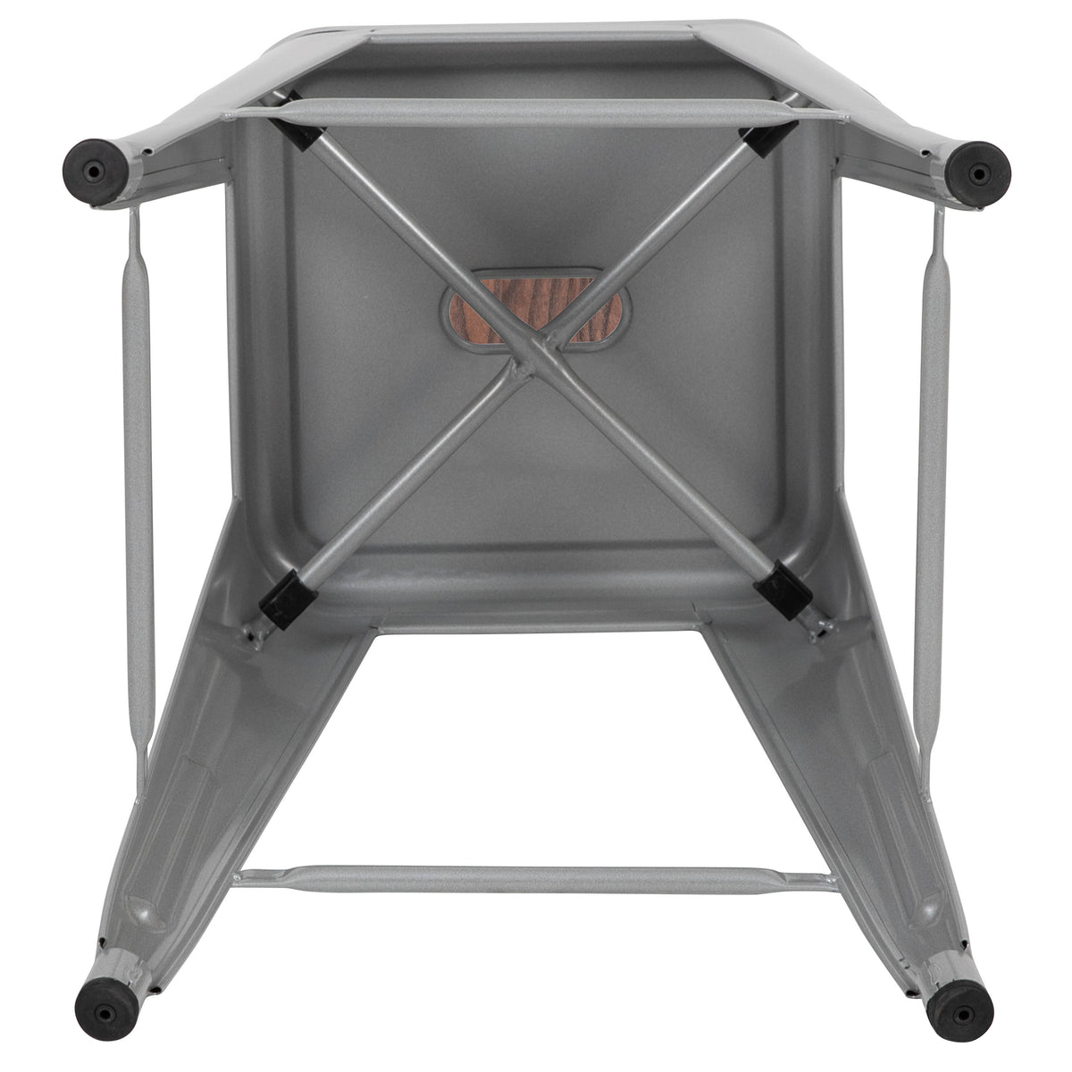 Silver |#| 4 Pack 30" High Metal Indoor Bar Stool - Stackable Stool, Silver