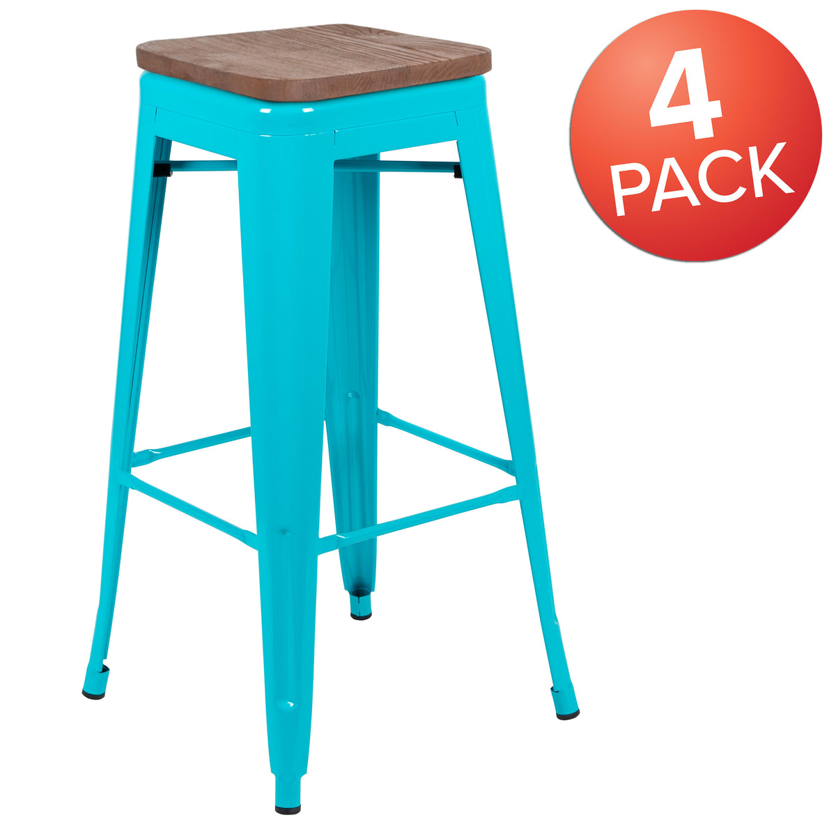 Teal |#| 4 Pack 30" High Metal Indoor Bar Stool - Stackable Stool, Teal