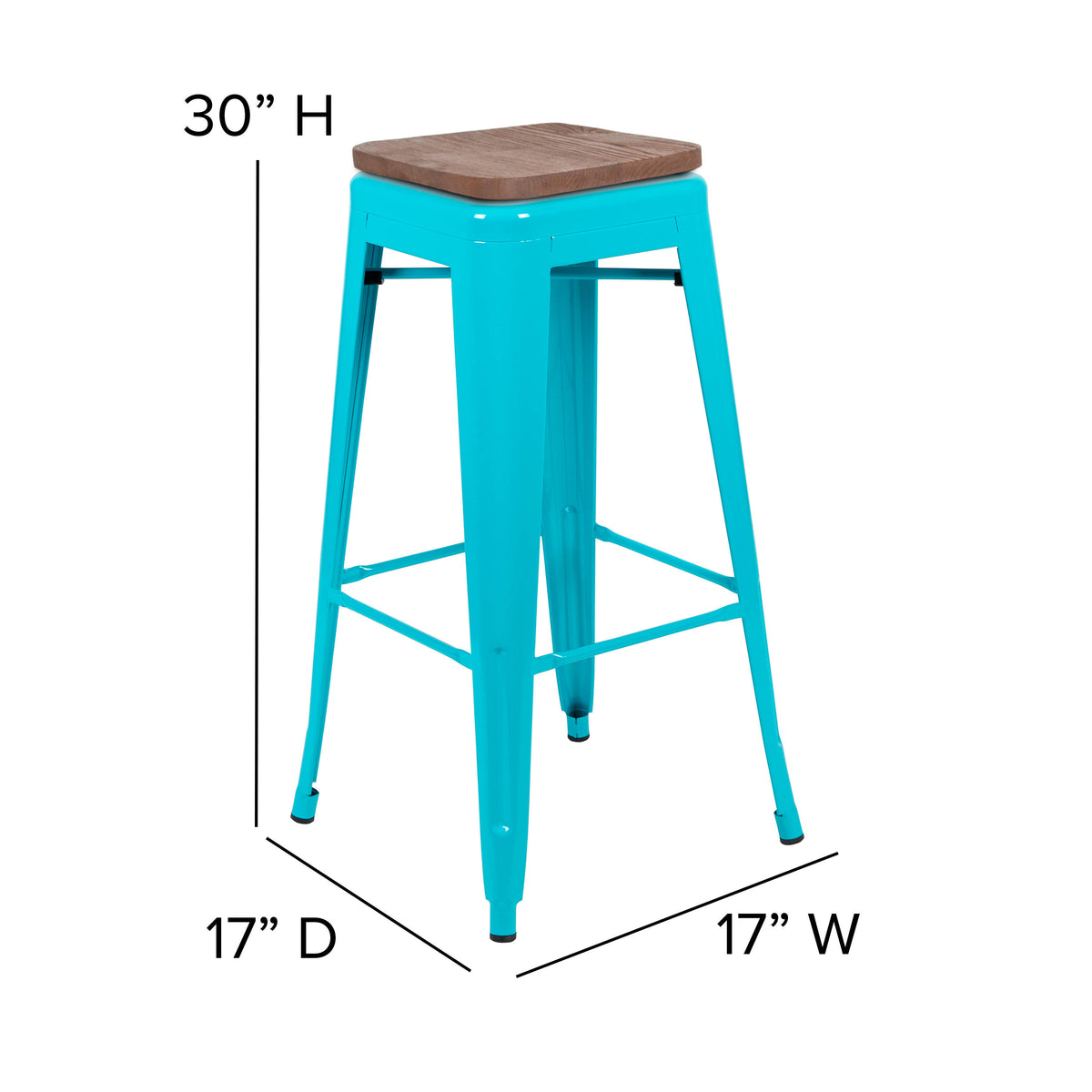 Teal |#| 4 Pack 30" High Metal Indoor Bar Stool - Stackable Stool, Teal