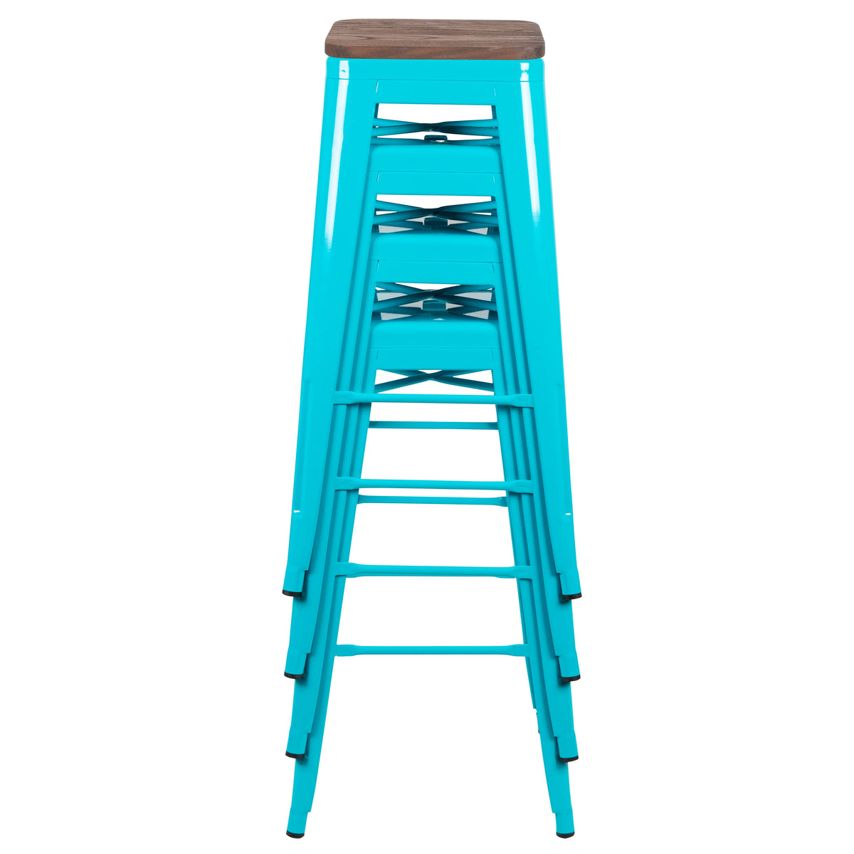 Teal |#| 4 Pack 30" High Metal Indoor Bar Stool - Stackable Stool, Teal