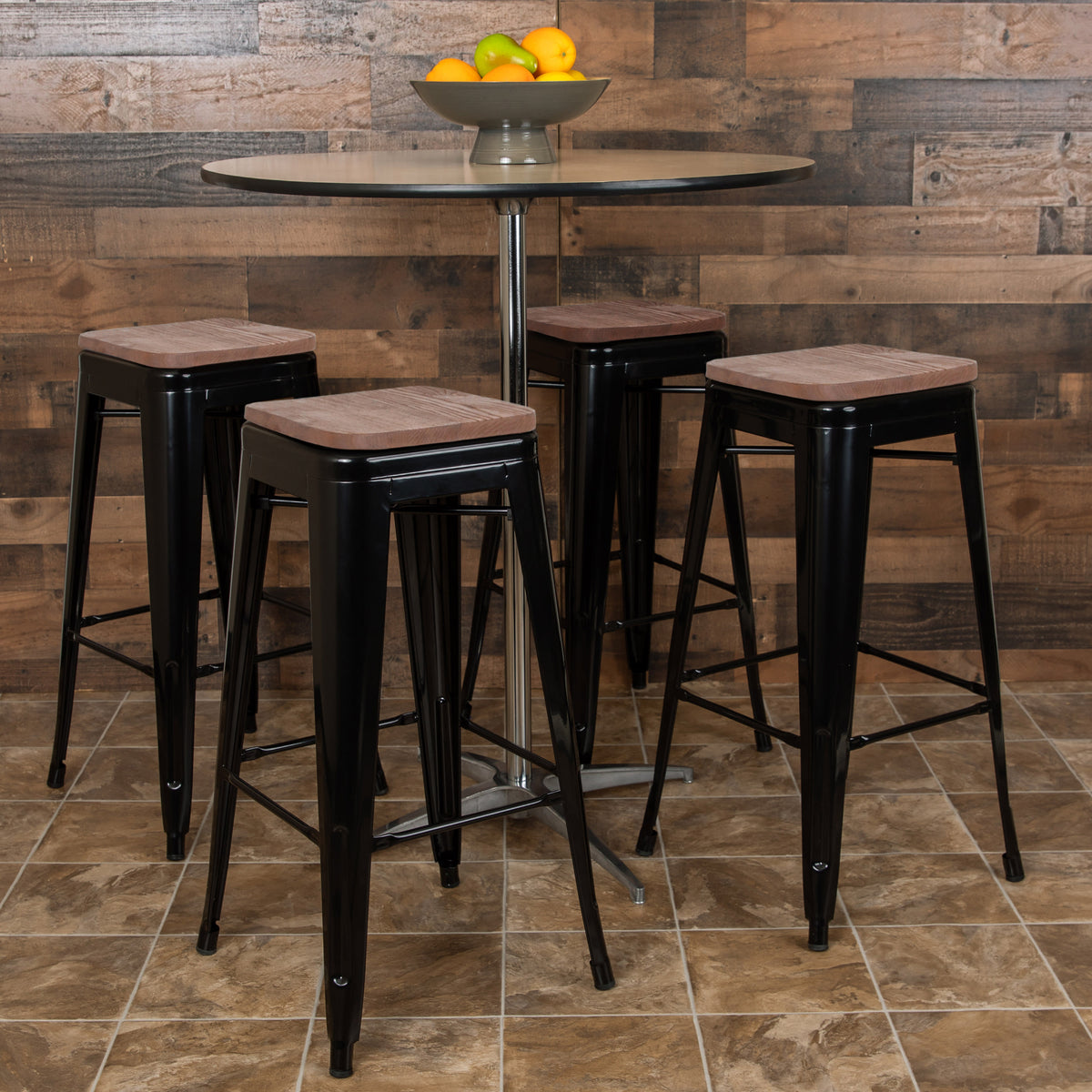 Black |#| 4 Pack 30" High Metal Indoor Bar Stool - Stackable Stool, Black