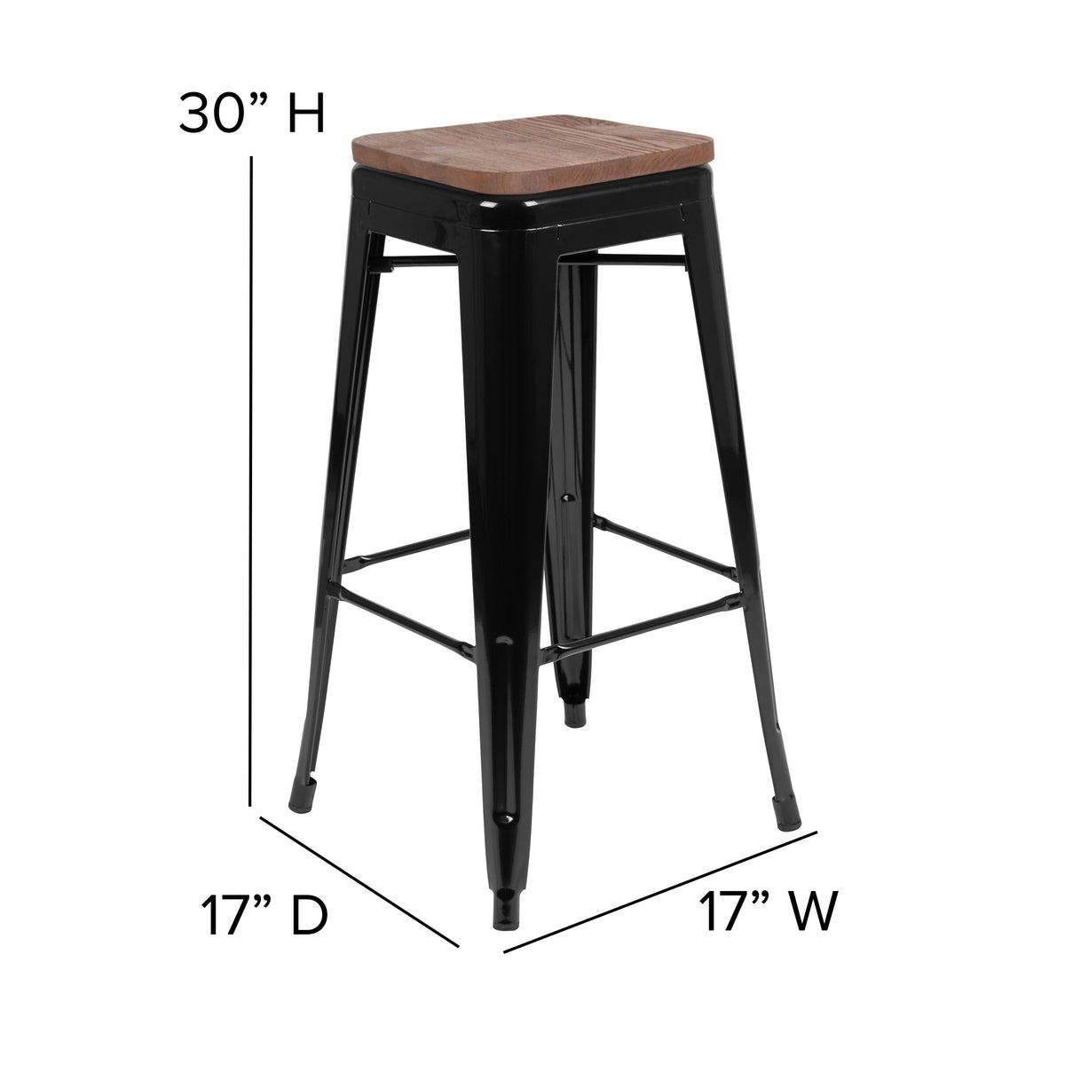 Black |#| 4 Pack 30" High Metal Indoor Bar Stool - Stackable Stool, Black