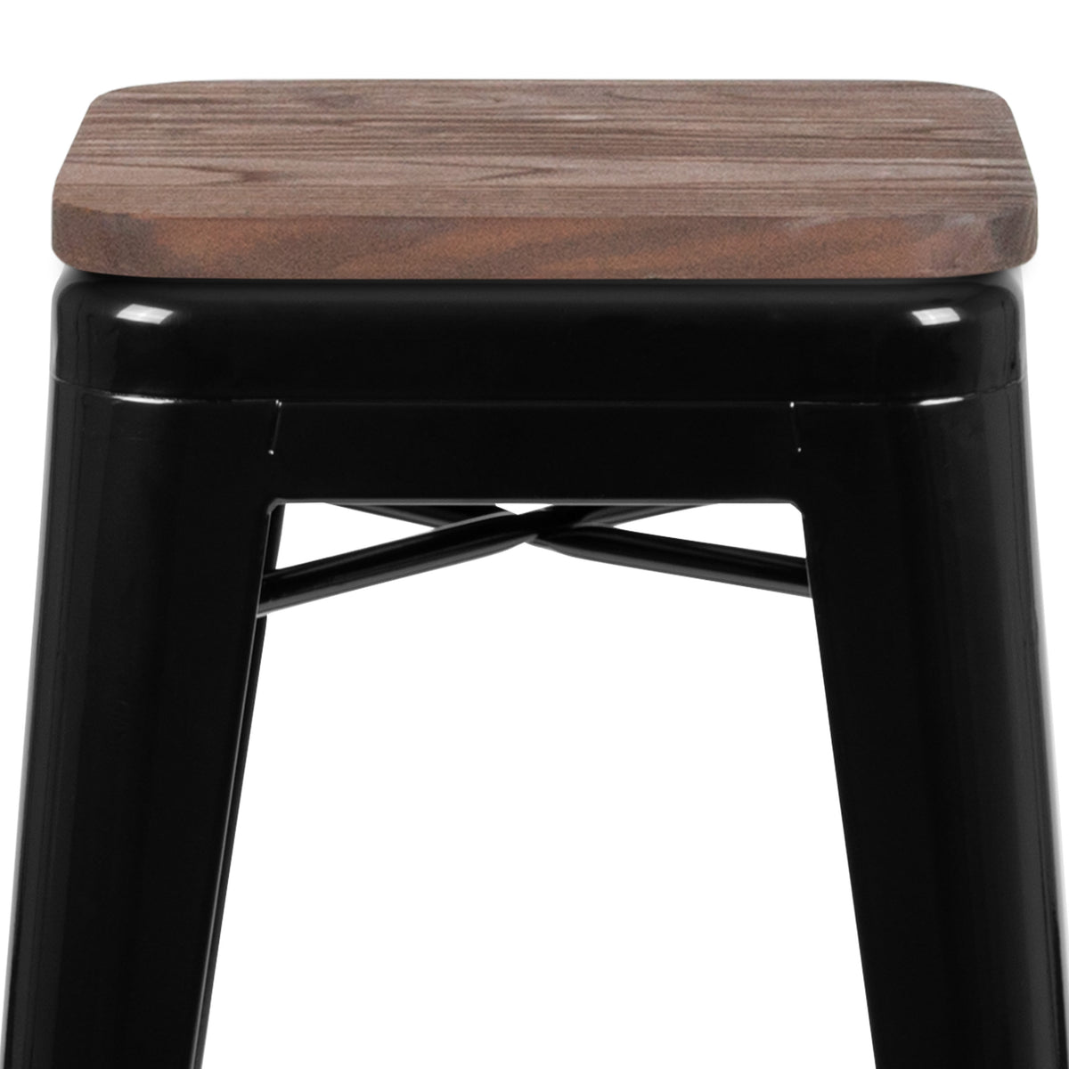 Black |#| 4 Pack 30" High Metal Indoor Bar Stool - Stackable Stool, Black