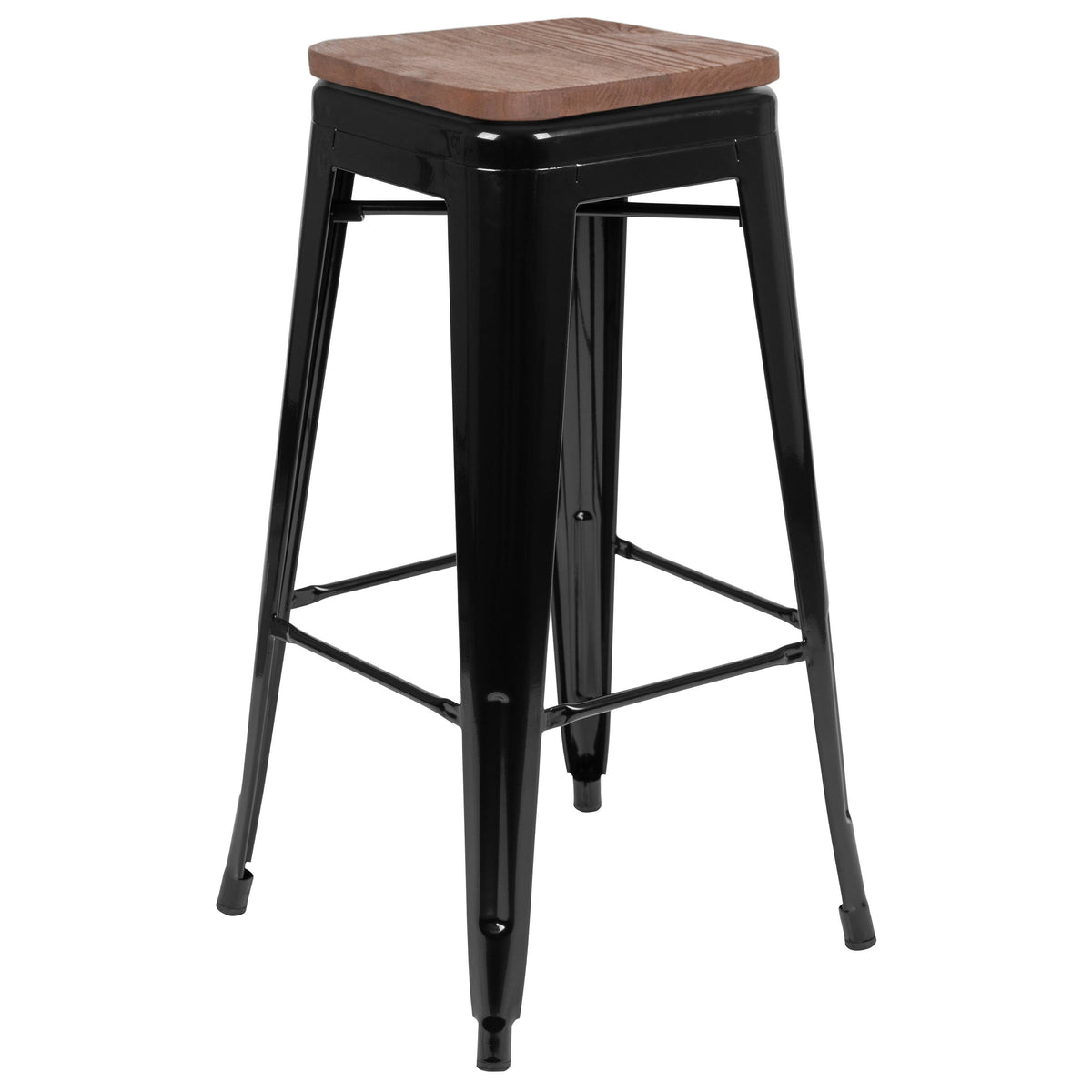 Black |#| 4 Pack 30" High Metal Indoor Bar Stool - Stackable Stool, Black
