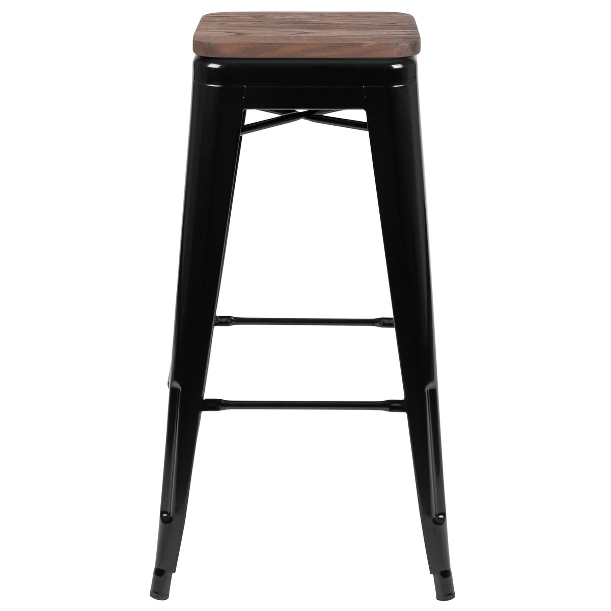 Black |#| 4 Pack 30" High Metal Indoor Bar Stool - Stackable Stool, Black