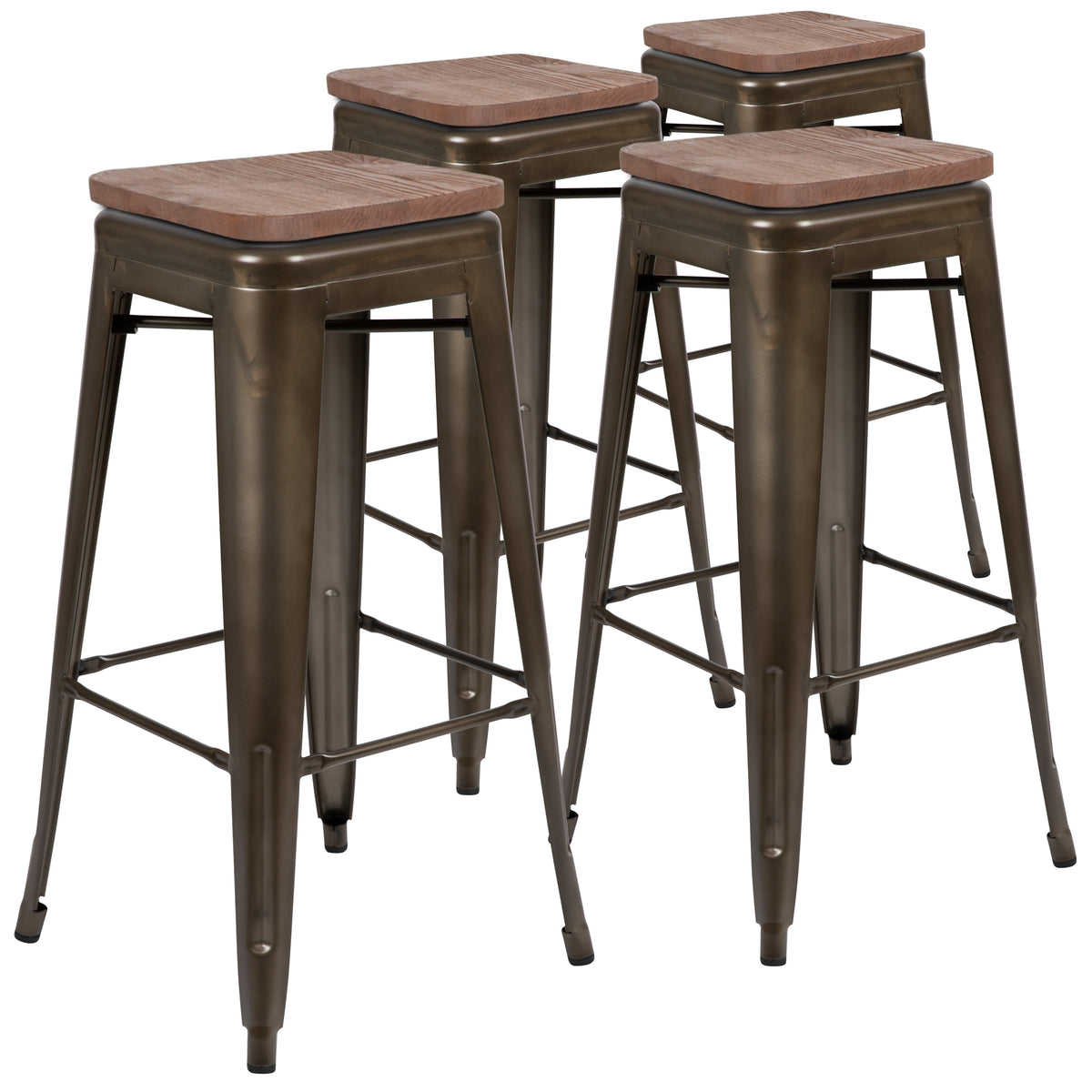 Gun Metal |#| 4 Pack 30" High Metal Indoor Bar Stool - Stackable Stool, Gun Metal Gray