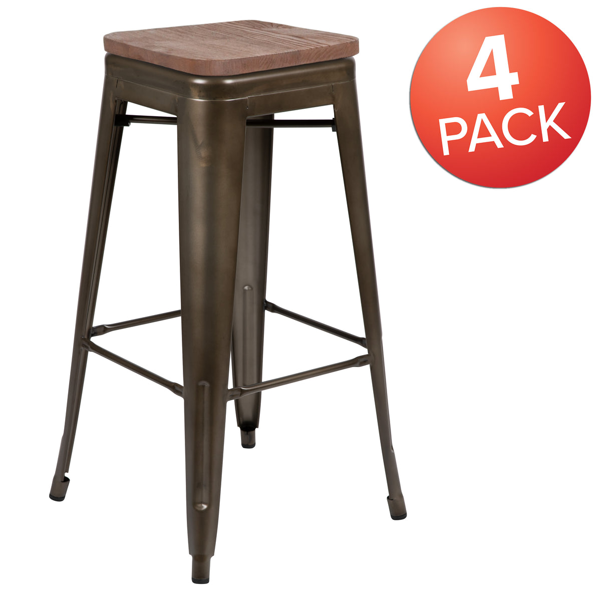 Gun Metal |#| 4 Pack 30" High Metal Indoor Bar Stool - Stackable Stool, Gun Metal Gray