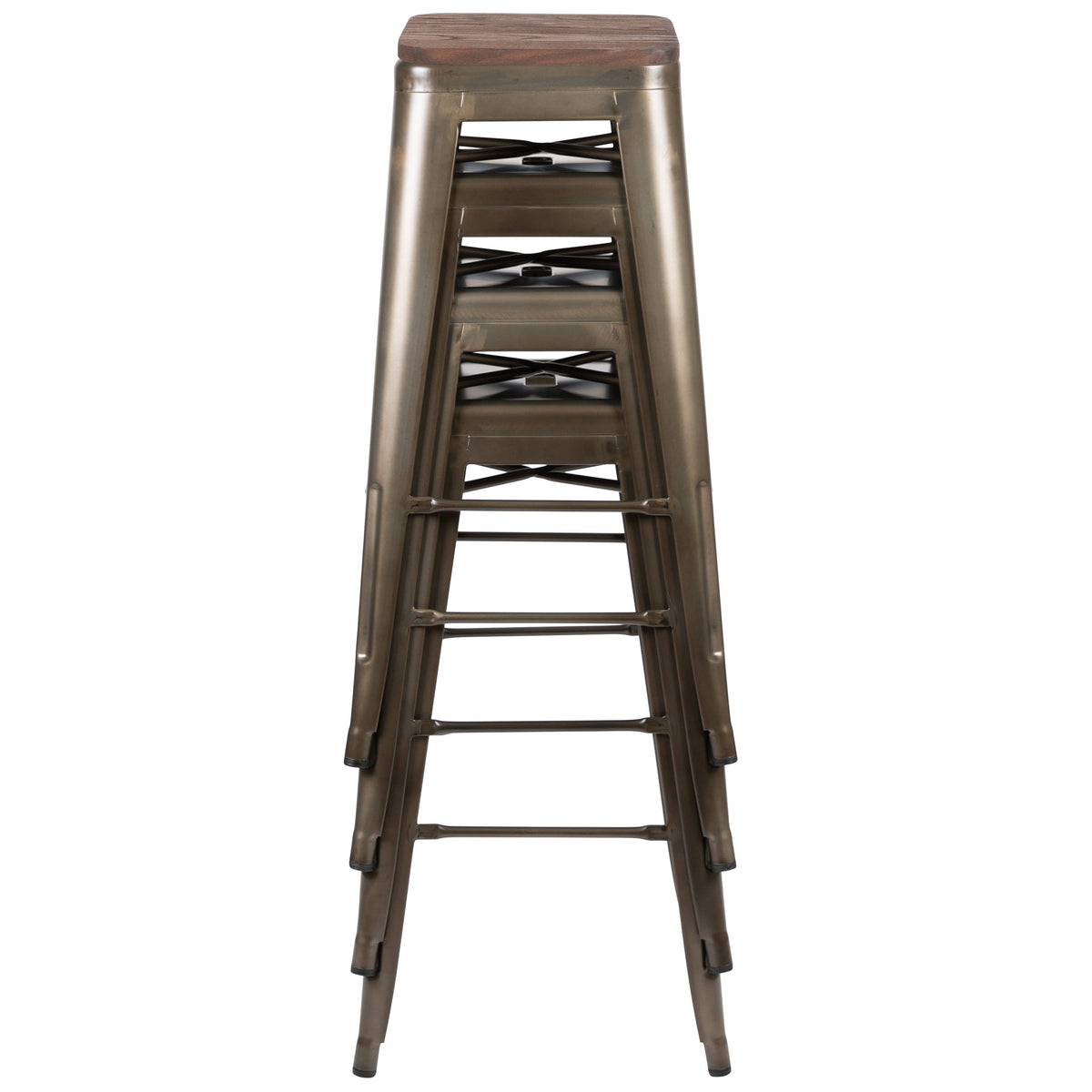 Gun Metal |#| 4 Pack 30" High Metal Indoor Bar Stool - Stackable Stool, Gun Metal Gray