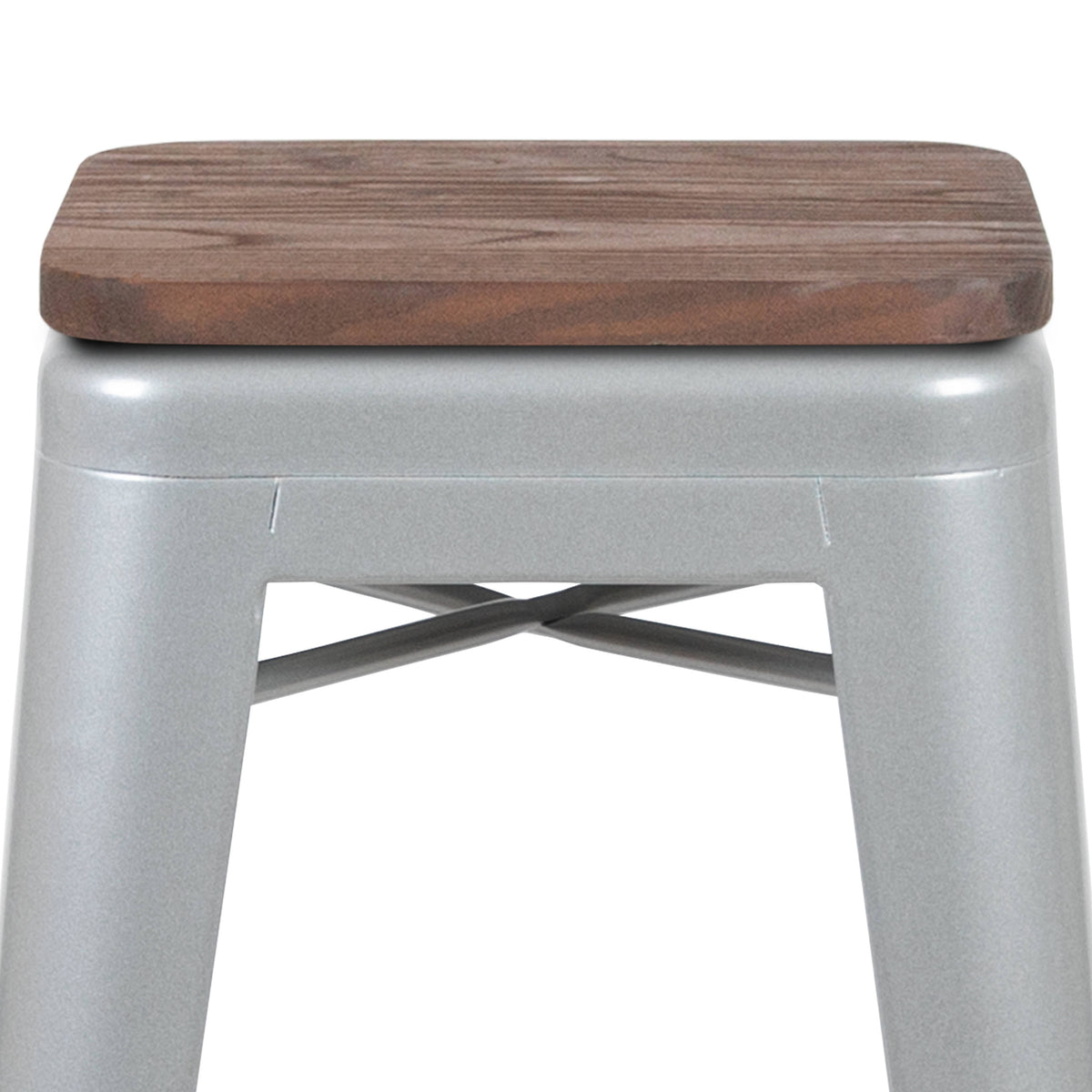 Silver |#| 4 Pack 30" High Metal Indoor Bar Stool - Stackable Stool, Silver