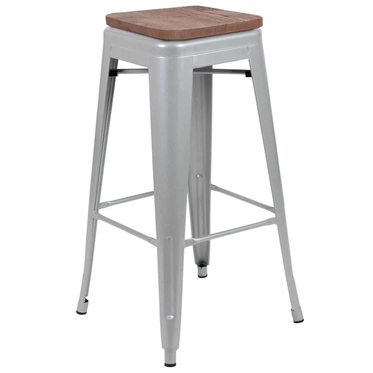 Silver |#| 4 Pack 30" High Metal Indoor Bar Stool - Stackable Stool, Silver
