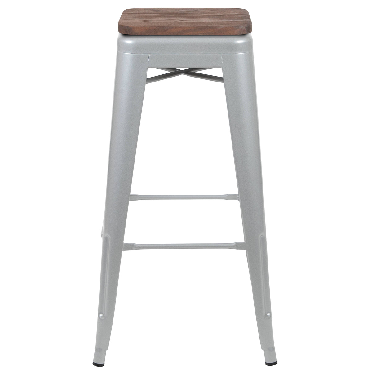 Silver |#| 4 Pack 30" High Metal Indoor Bar Stool - Stackable Stool, Silver