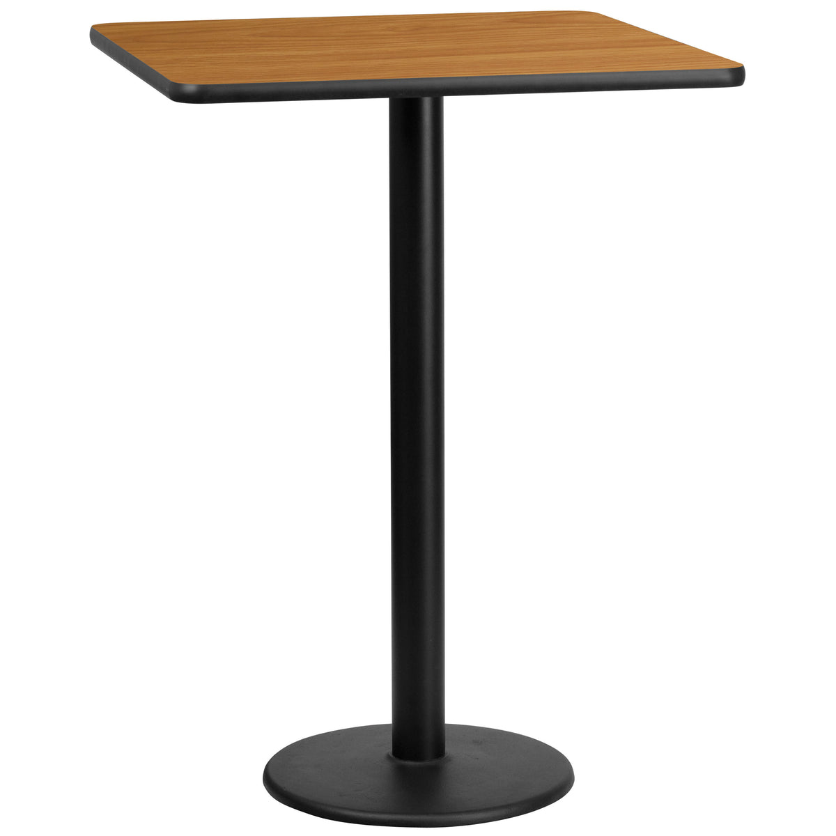 Natural |#| 30" Square Natural Laminate Table Top with 18" Round Bar Height Table Base