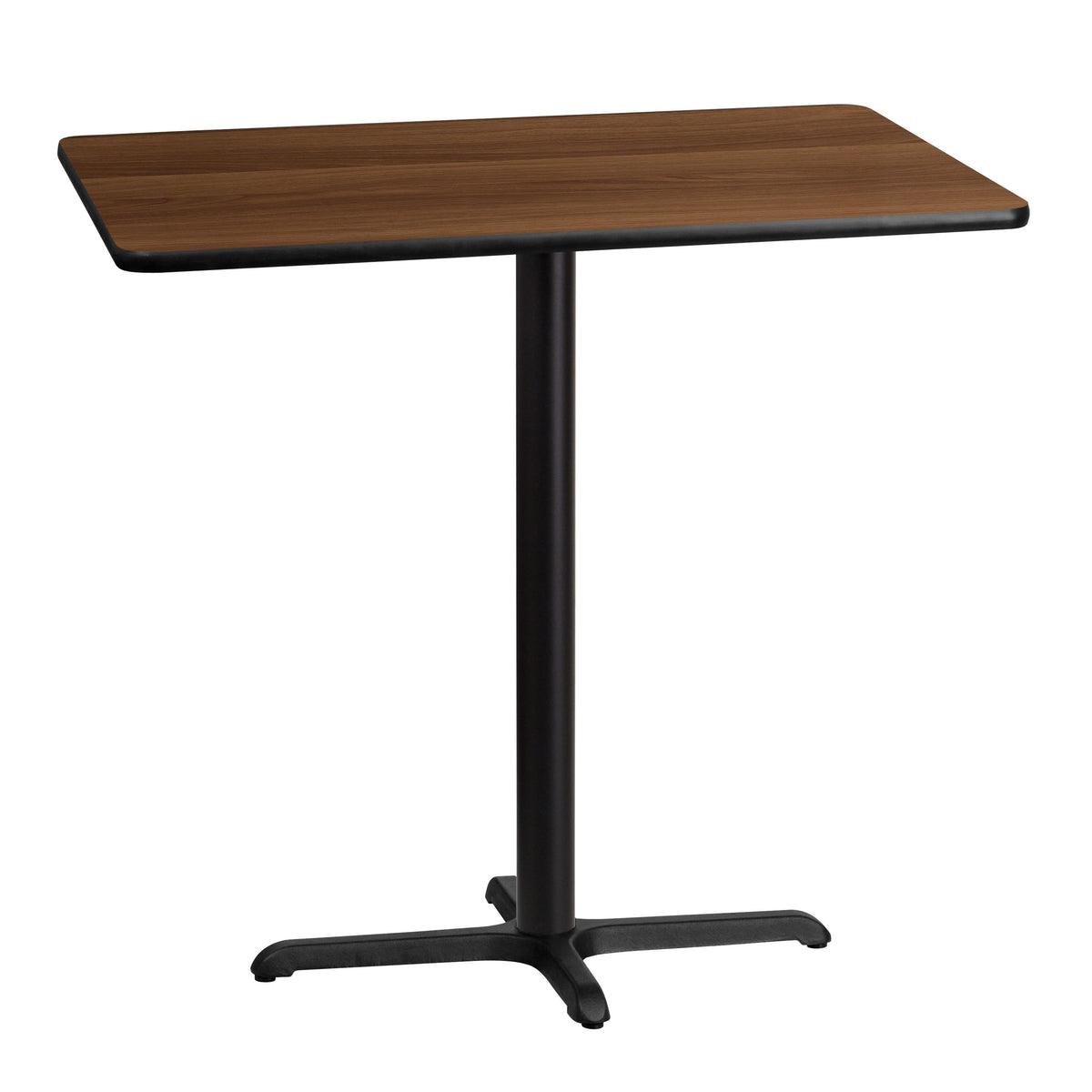 Walnut |#| 30" x 42" Rectangular Laminate Table Top & 23.5x29.5 Bar Height Table Base