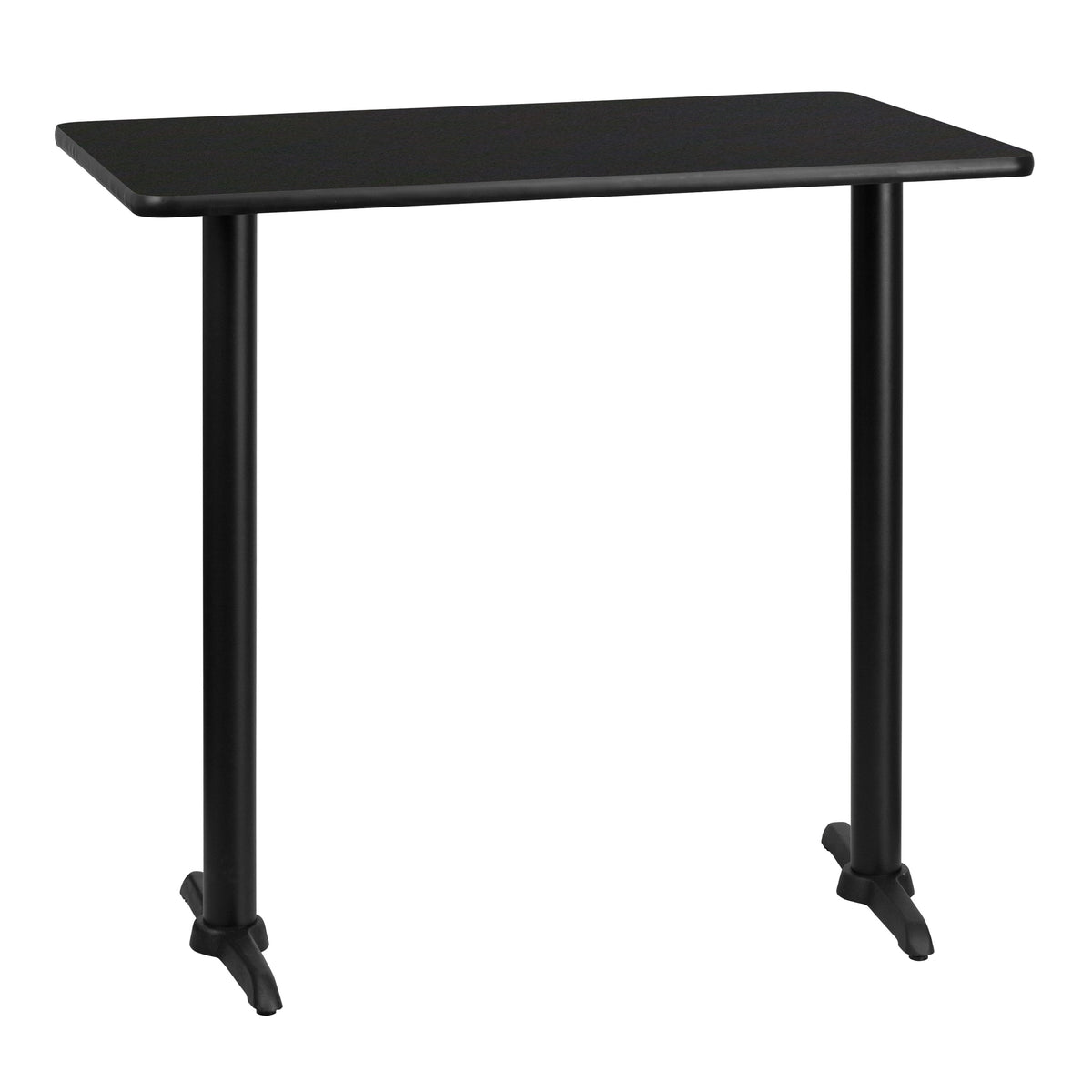 Black |#| 30" x 42" Rectangular Black Laminate Table Top with 5" x 22" Table Bases