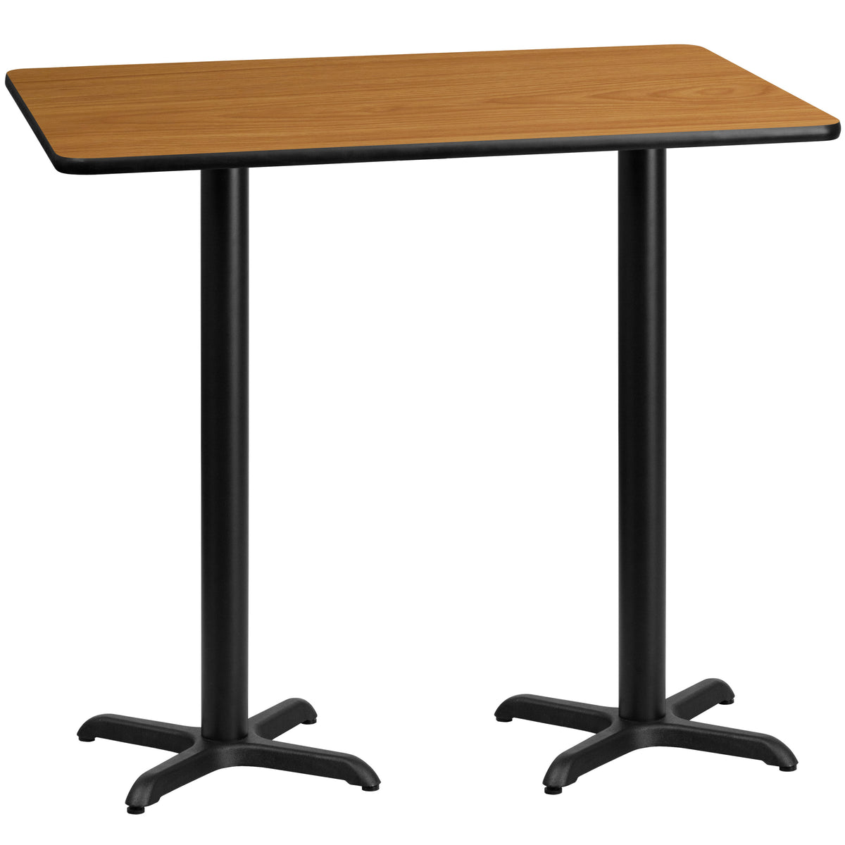 Natural |#| 30" x 60" Natural Laminate Table Top with 22" x 22" Bar Height Table Bases