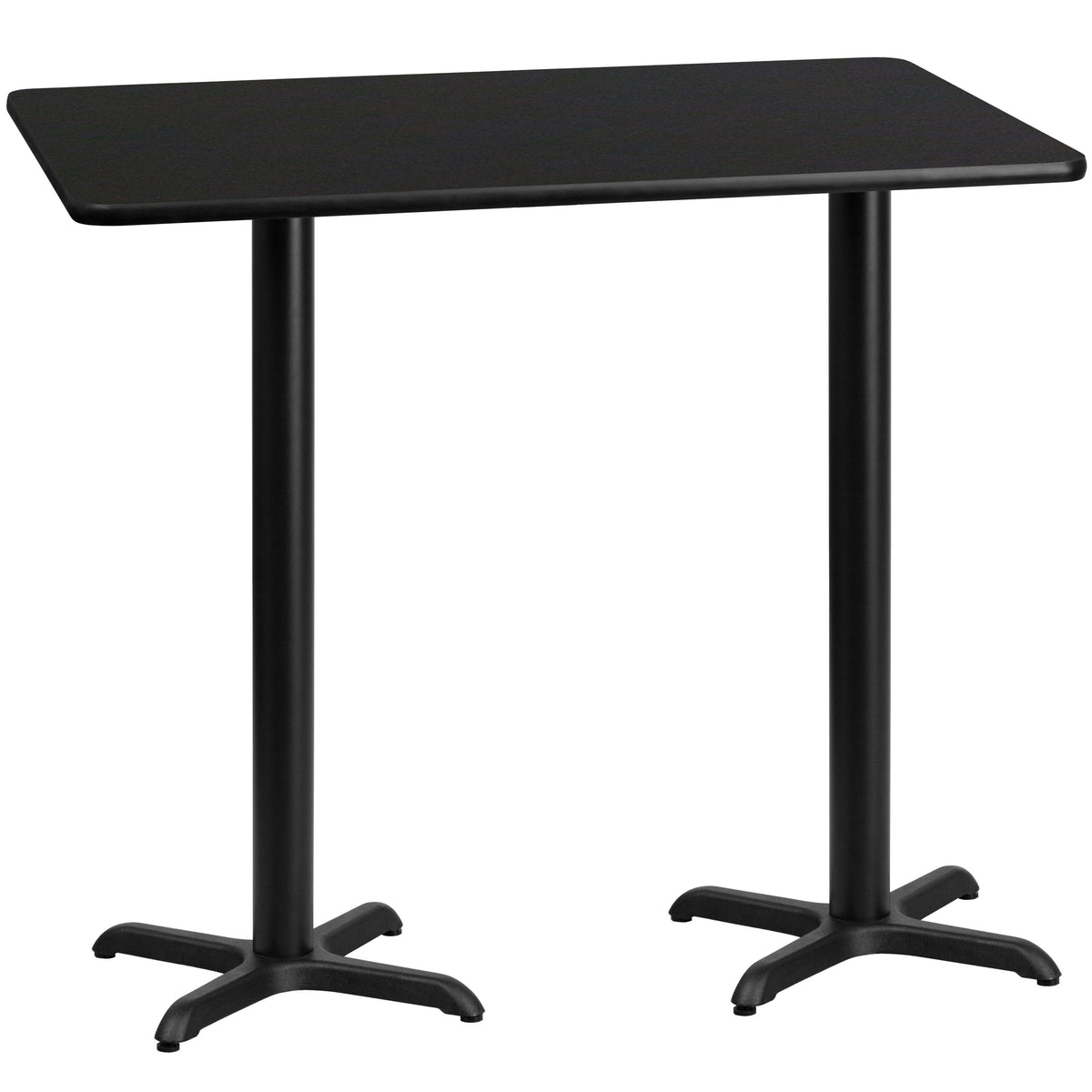 Black |#| 30" x 60" Rectangular Black Laminate Table Top & 22x22 Bar Height Table Bases