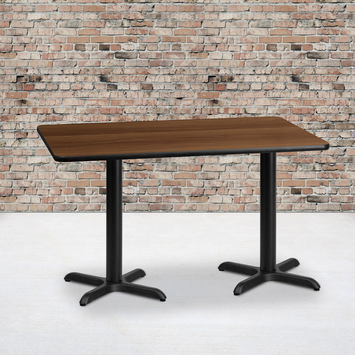 Walnut |#| 30" x 60" Rectangular Walnut Laminate Table Top & 22" x 22" Table Height Bases