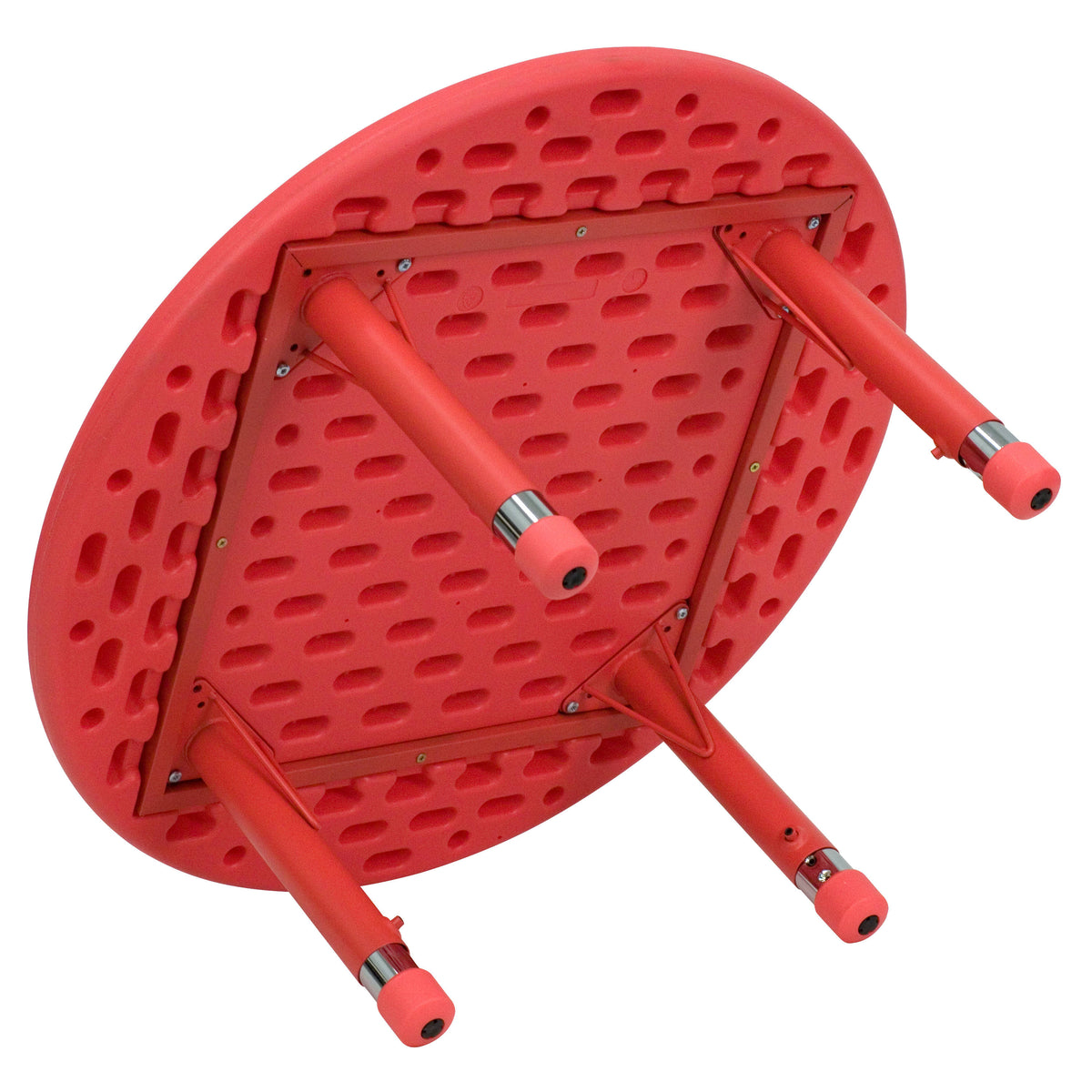 Red |#| 33" Round Red Plastic Height Adjustable Activity Table