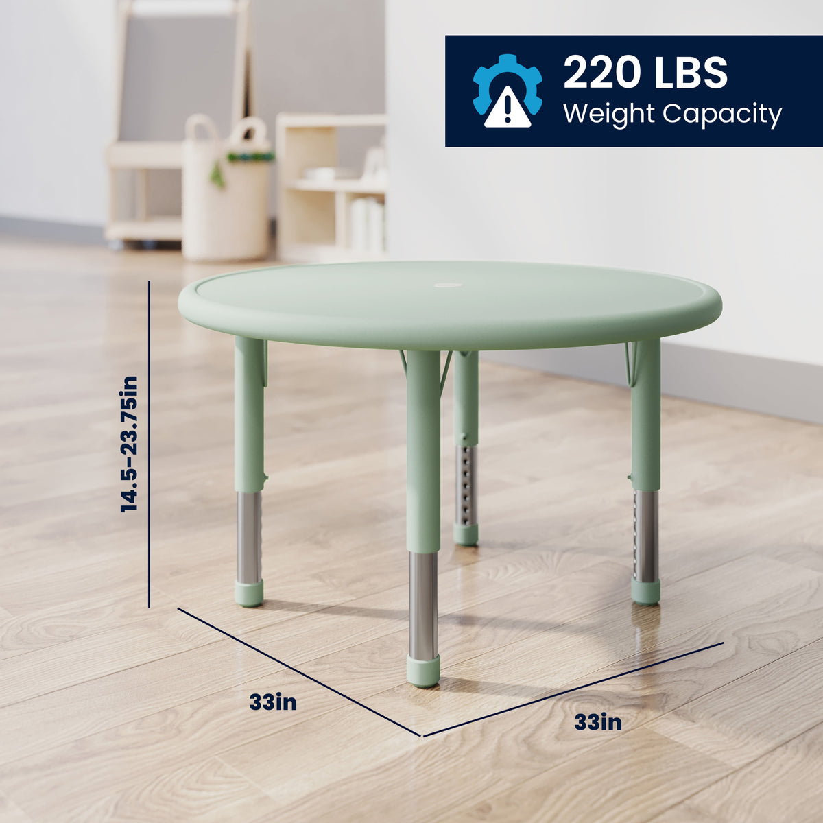 Sage |#| 5 PC Plastic Activity Table and 4 Chairs Set, 10.5" Seat Height-Sage