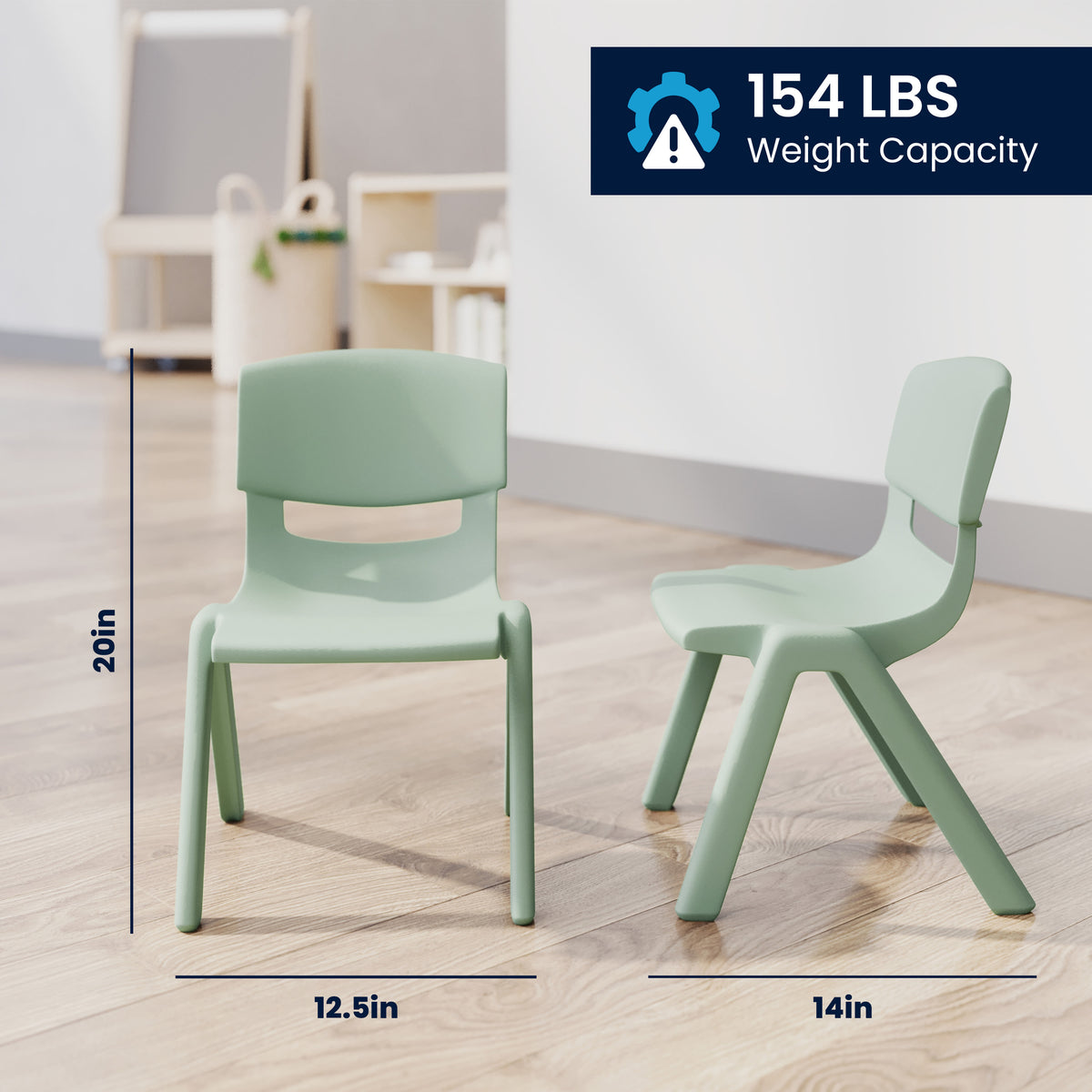 Sage |#| 5 PC Plastic Activity Table and 4 Chairs Set, 10.5" Seat Height-Sage