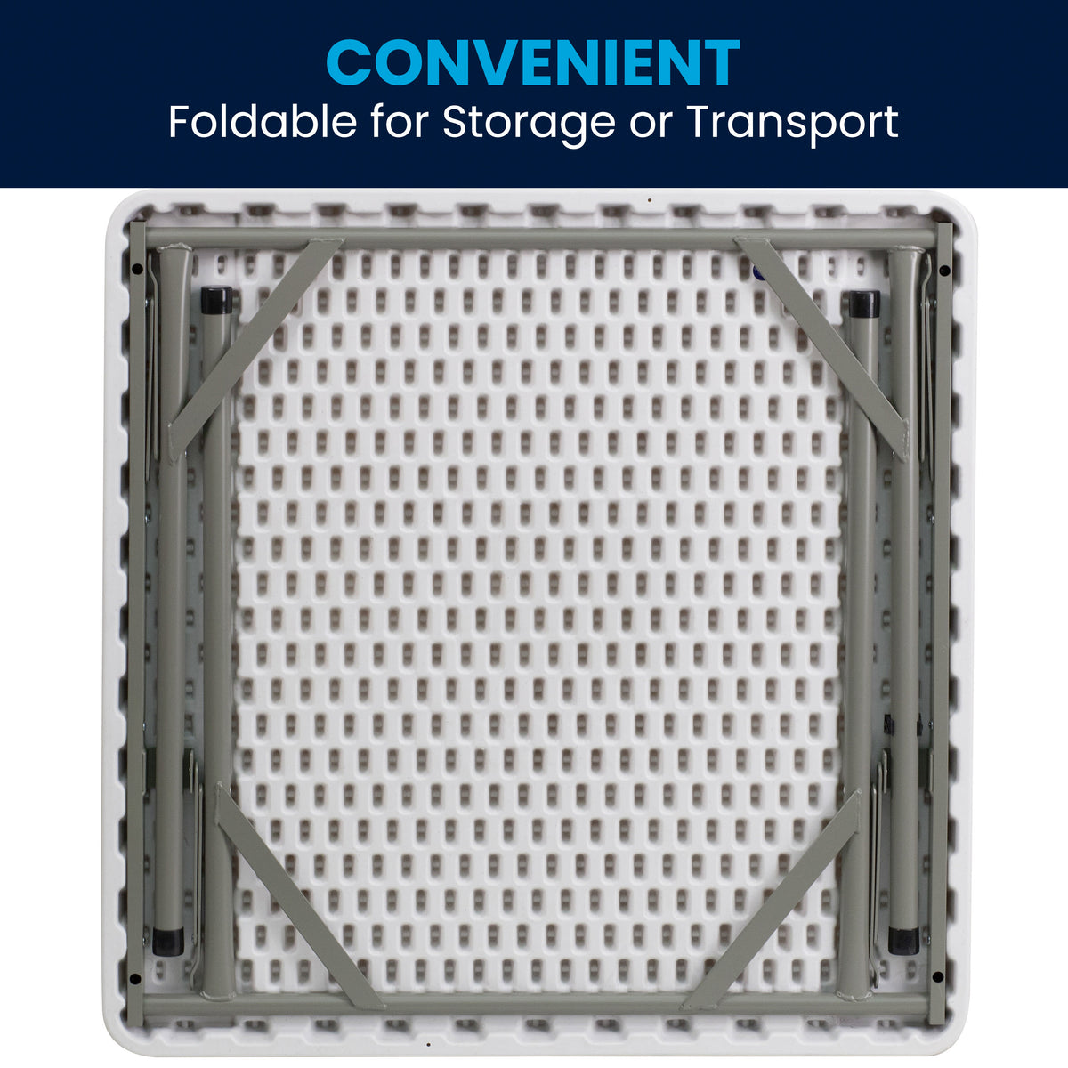 34.25" Square Granite White Plastic Folding Table - Event Folding Table