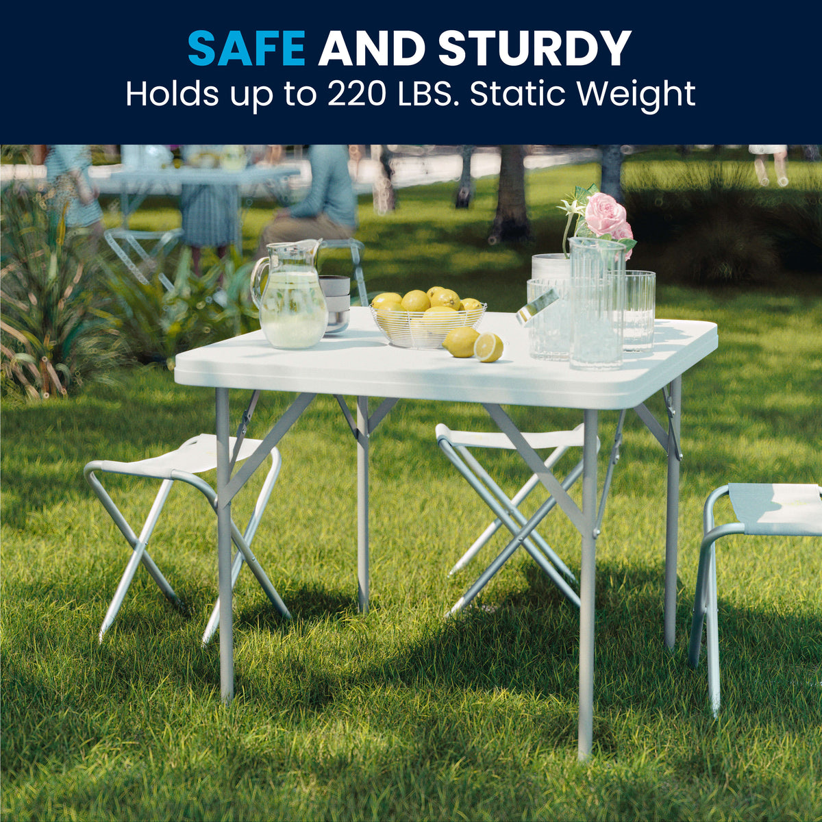 34.25" Square Granite White Plastic Folding Table - Event Folding Table