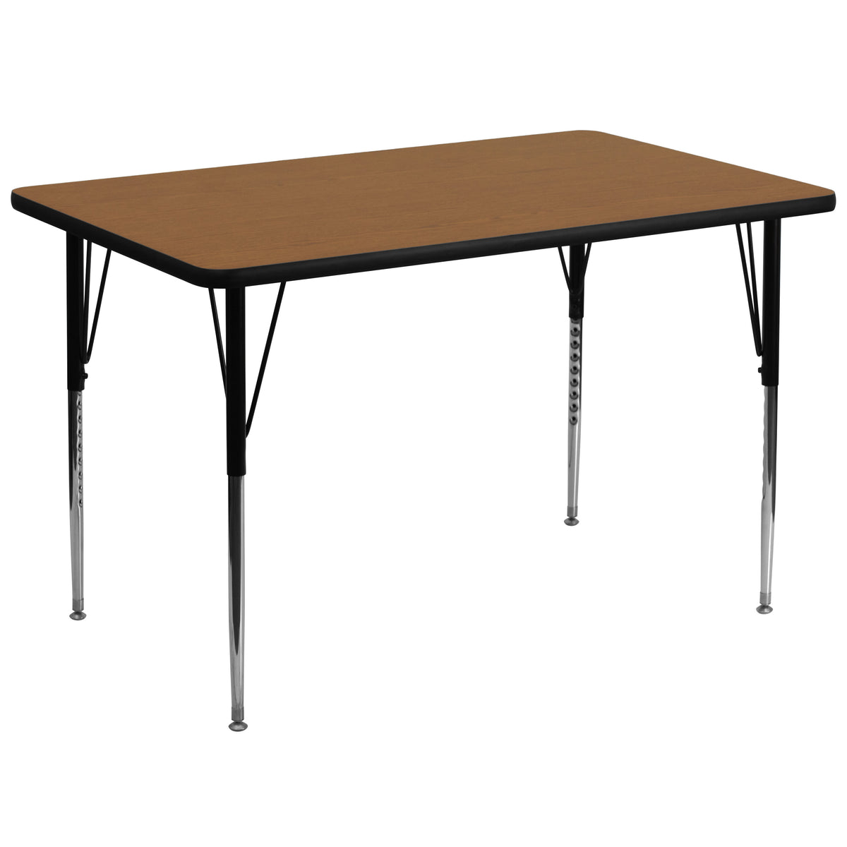 Oak Top/Black Frame |#| 36"W x 72"L Rectangular Oak Thermal Laminate Adjustable Activity Table