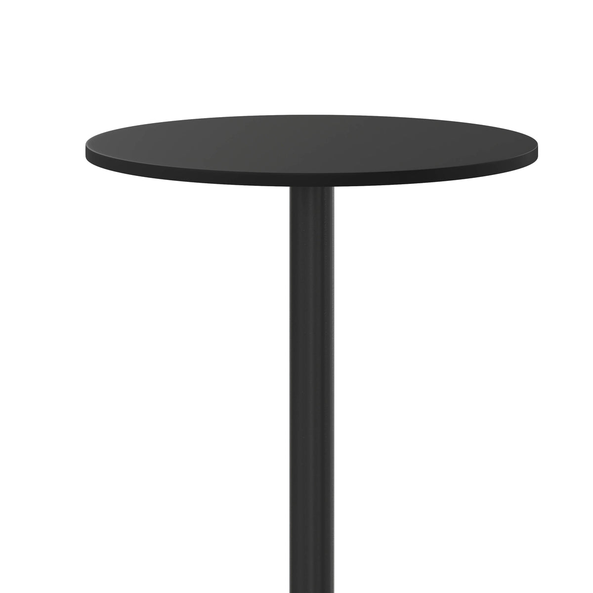 Black |#| 36" Round Black Laminate Table Top with 30" x 30" Bar Height Table Base