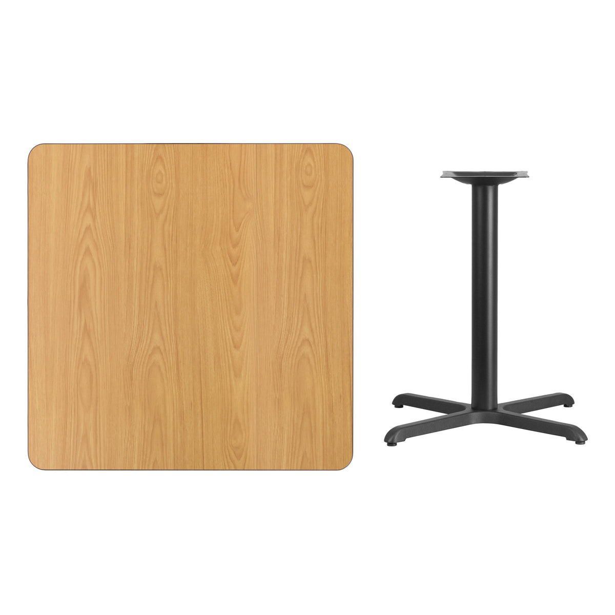 Natural |#| 36" Square Natural Laminate Table Top with 30" x 30" Table Height Base