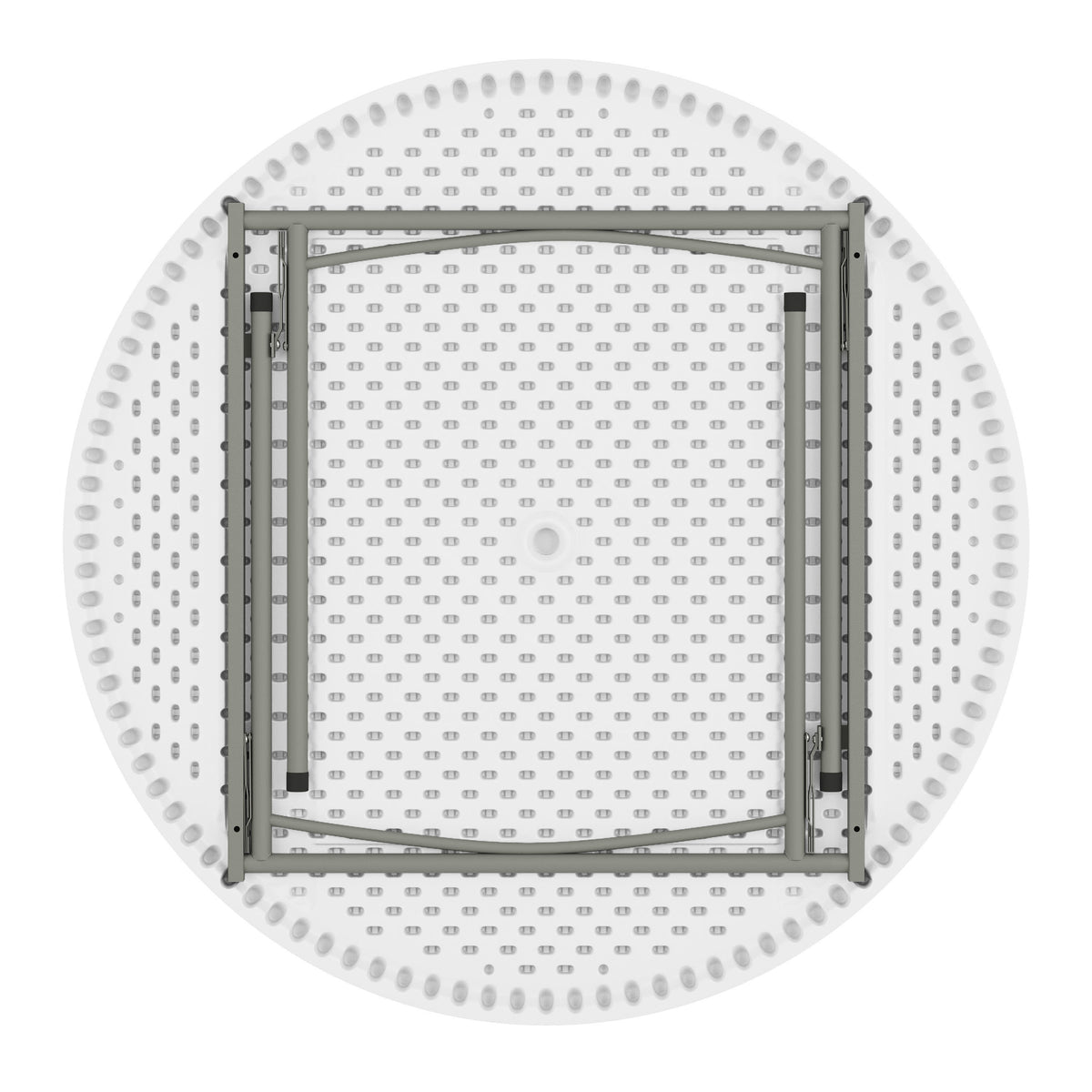 White |#| 4-Foot Round Granite White Plastic Folding Table - Banquet / Event Folding Table