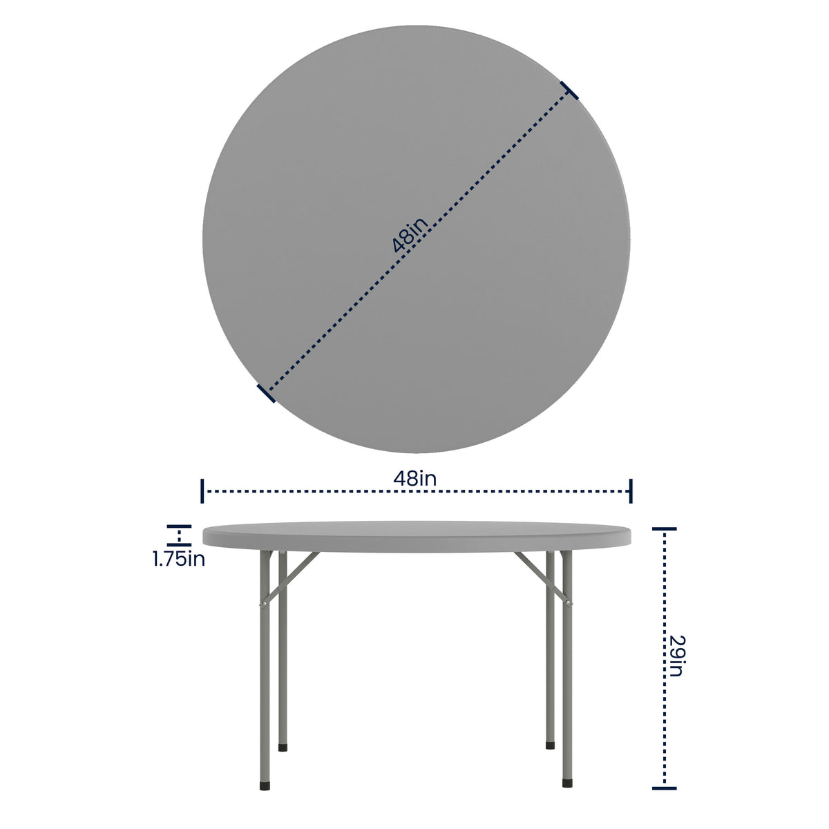 Gray |#| 4FT. Round Granite Dark Gray Plastic Folding Table-Banquet / Event Folding Table