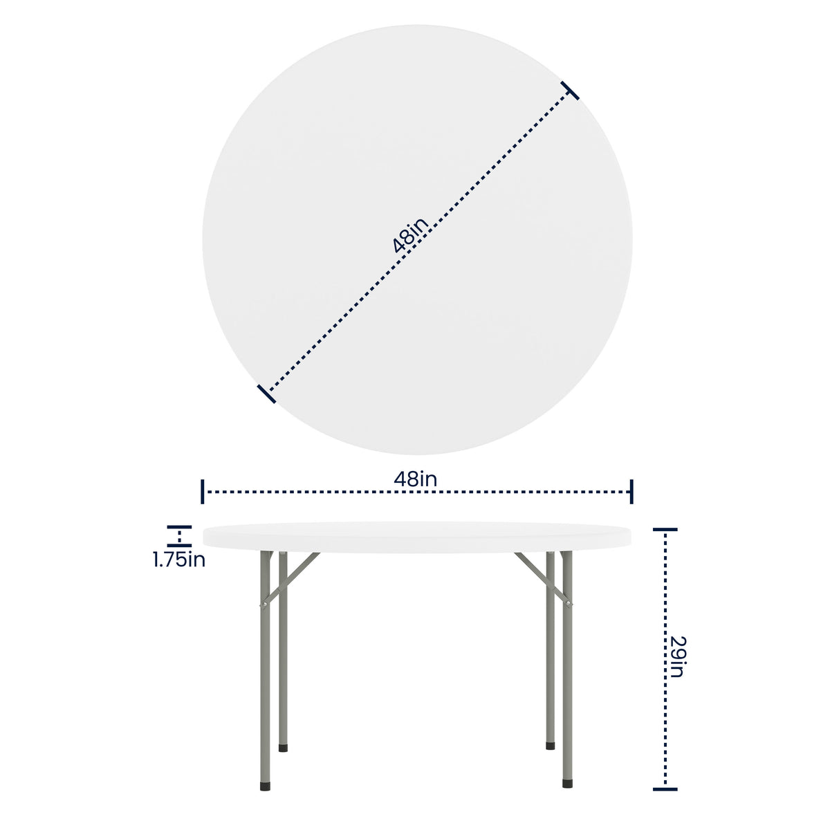 White |#| 4-Foot Round Granite White Plastic Folding Table - Banquet / Event Folding Table