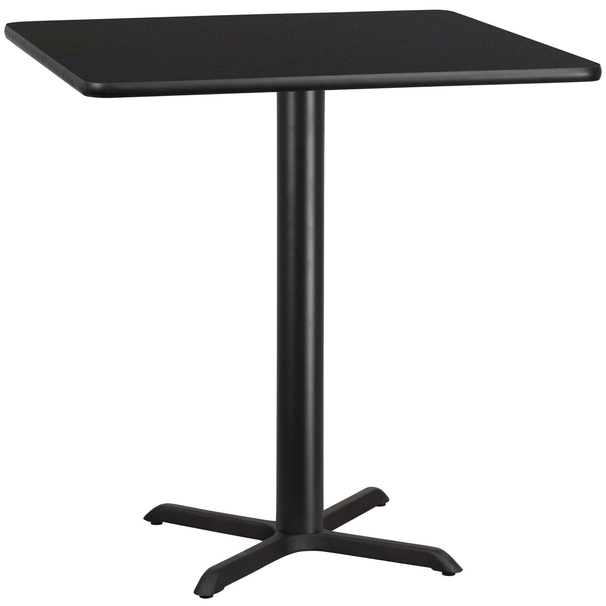Black |#| 42" Square Black Laminate Table Top with 33" x 33" Bar Height Table Base