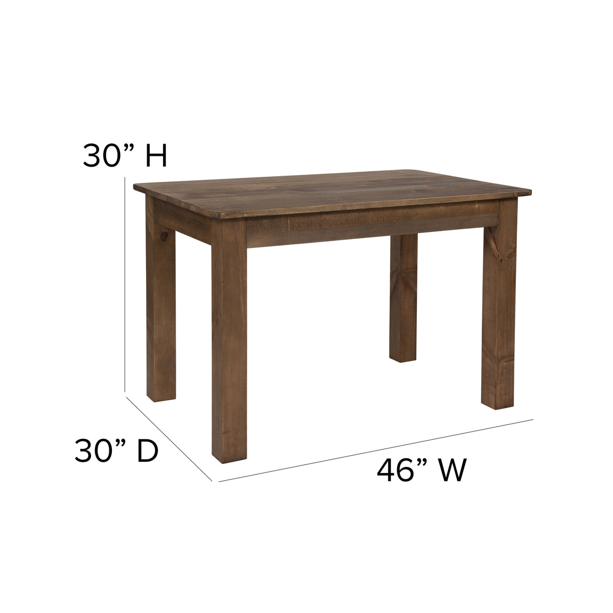 Antique Rustic |#| 46" x 30" Rectangular Antique Rustic Solid Pine Farm Dining Table