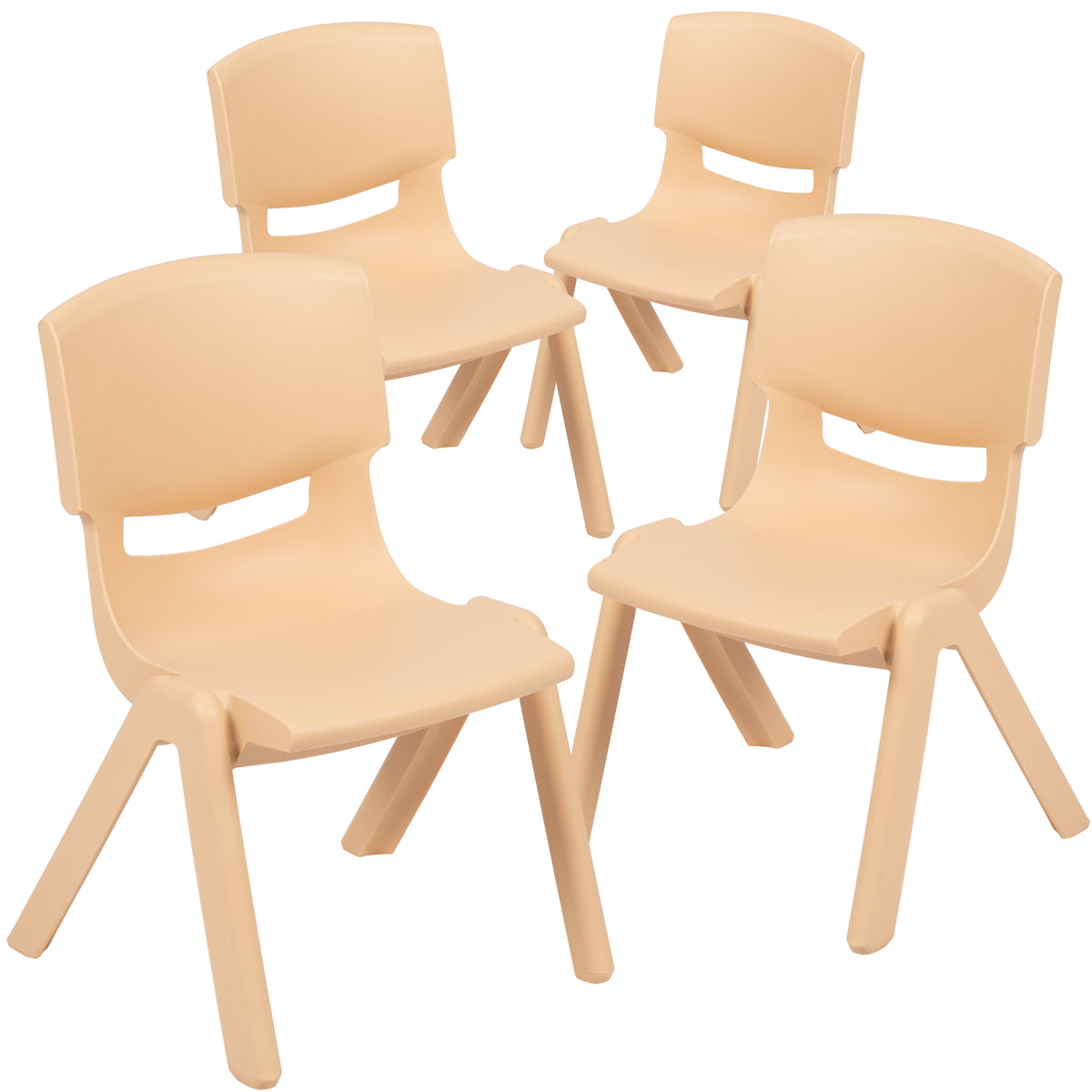 Natural |#| 4 Pack Natural Plastic Stack School Chair with 12" Seat Height - Kids Chair