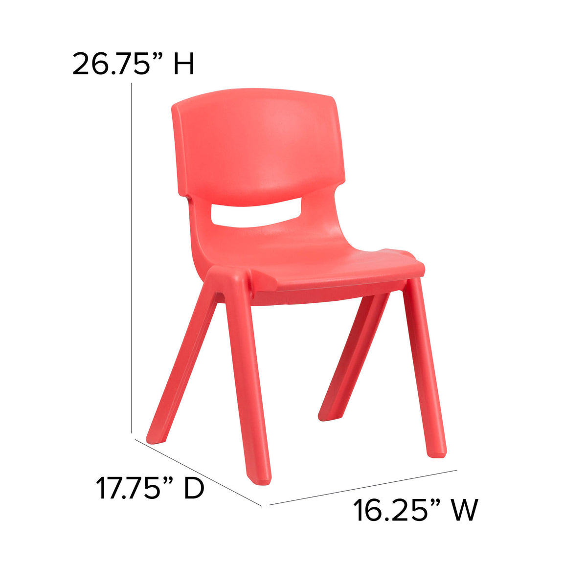 Red |#| 4 Pack Red Plastic Stack School Chair with 15.5"H Seat, 3rd-7th School Chair