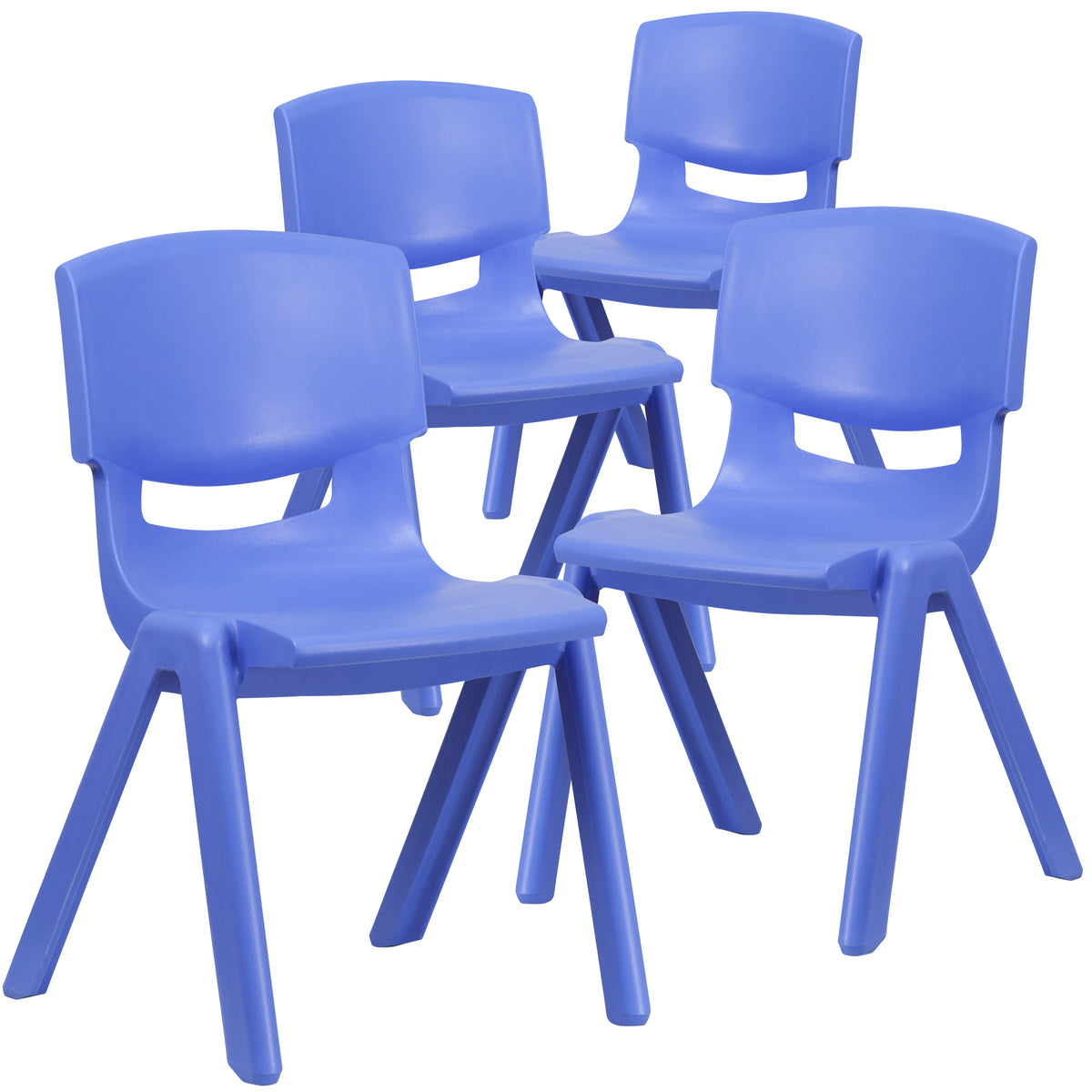 Blue |#| 4 Pack Blue Plastic Stack School Chair with 15.5"H Seat, 3rd-7th School Chair