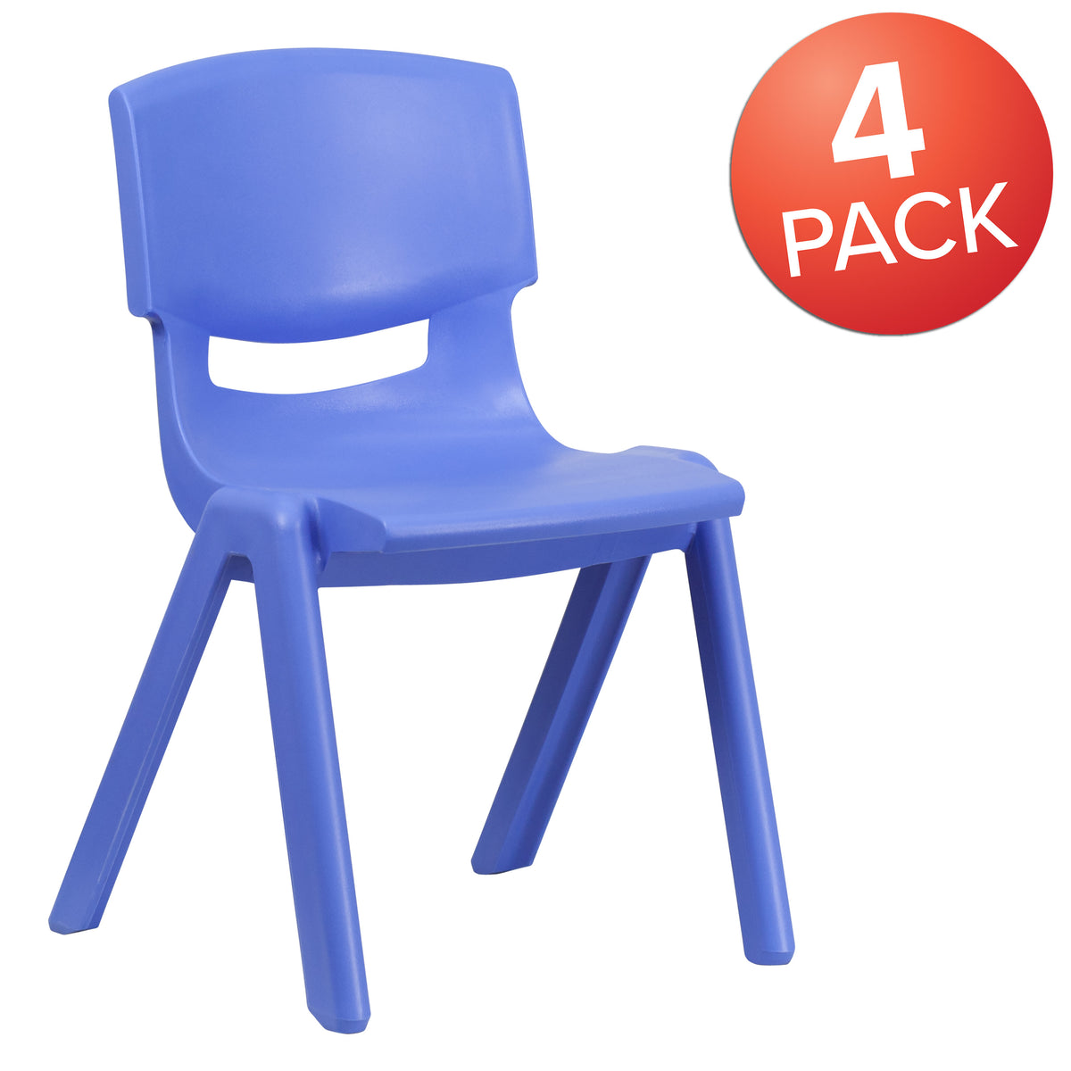 Blue |#| 4 Pack Blue Plastic Stack School Chair with 15.5"H Seat, 3rd-7th School Chair