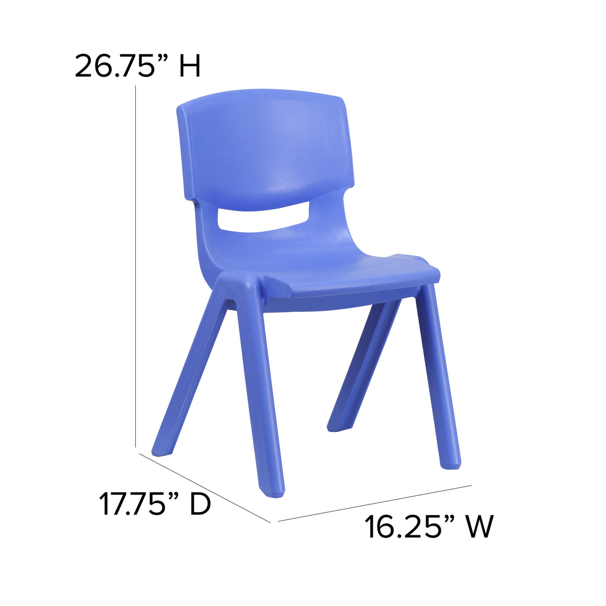 Blue |#| 4 Pack Blue Plastic Stack School Chair with 15.5"H Seat, 3rd-7th School Chair