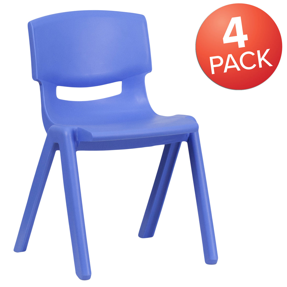 Blue |#| 4 Pack Blue Plastic Stack School Chair with 13.25"H Seat, K-2 School Chair