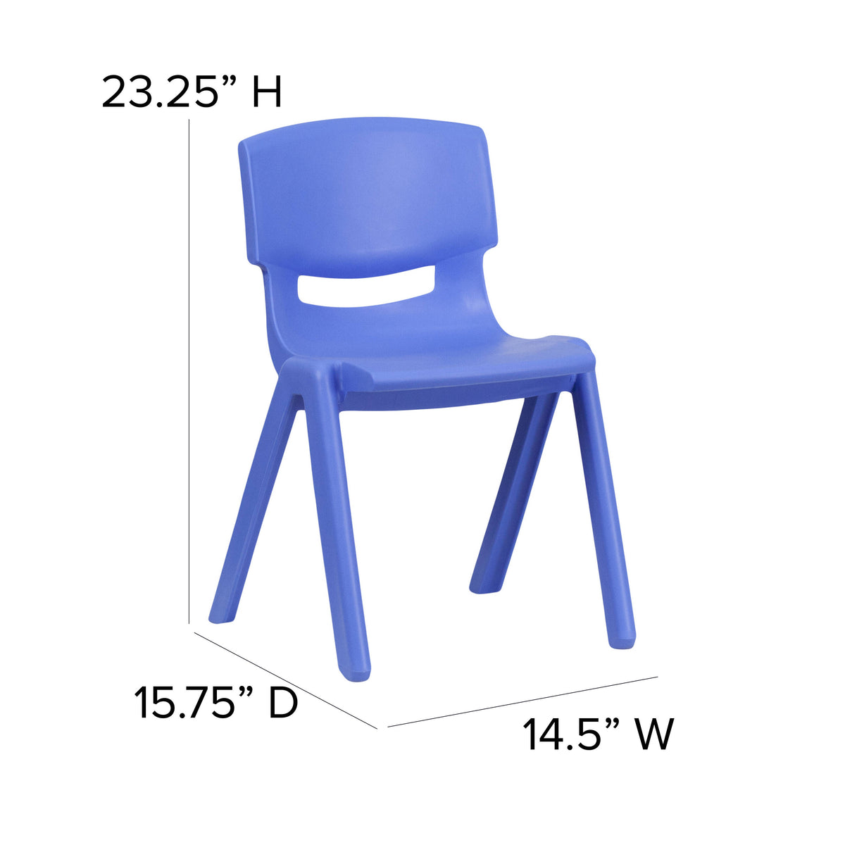 Assorted |#| 4 Pack Plastic Stackable K-2 School Chair with 13.25"H Seat, Assorted Colors