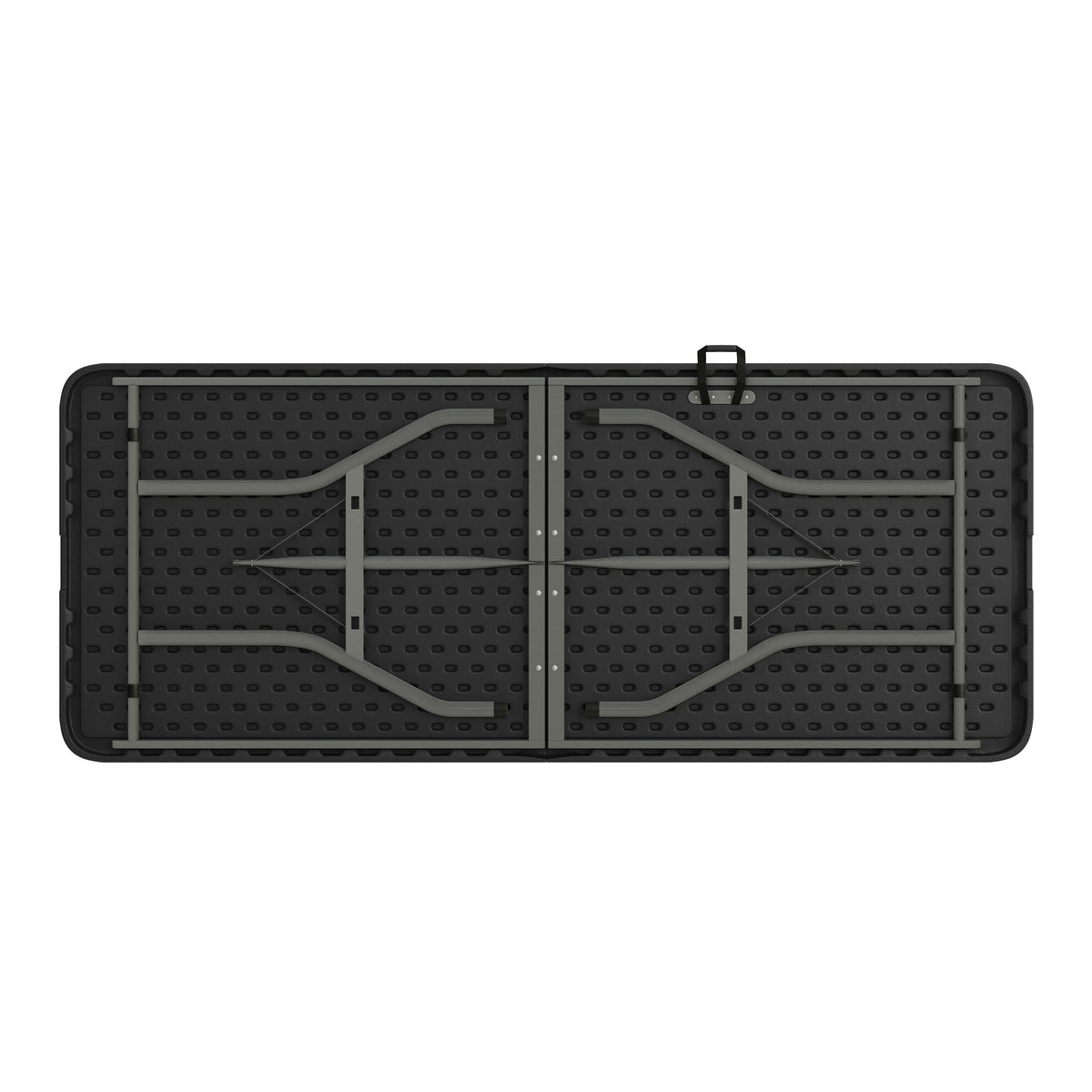 Black |#| 6-Foot Bi-Fold Granite Black Plastic Folding Table with Carrying Handle
