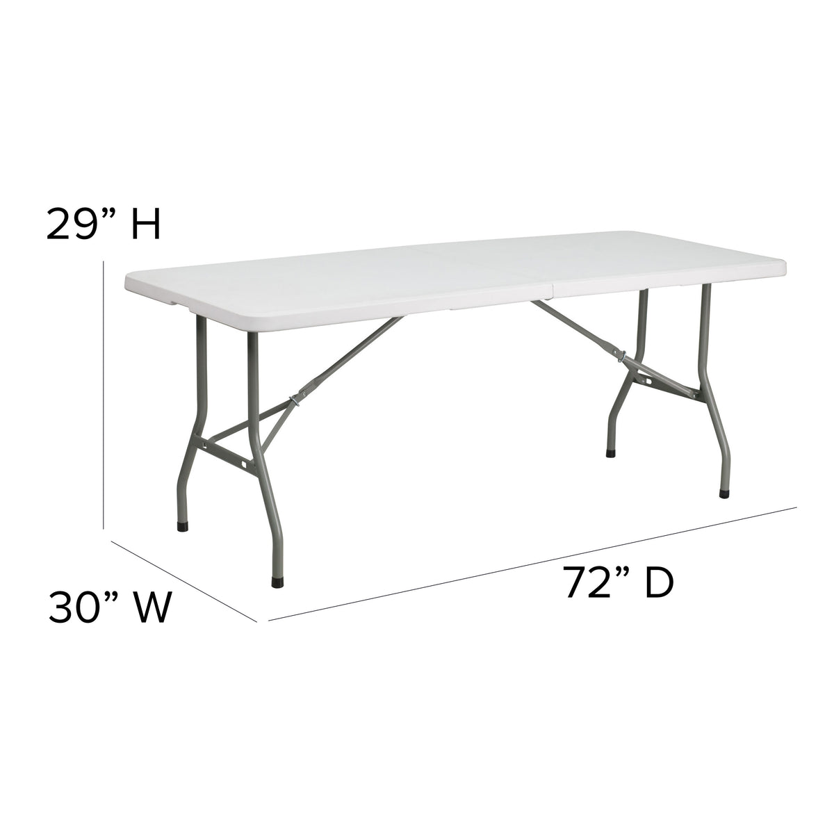 White |#| 6-Foot Bi-Fold Granite White Plastic Folding Table with Carrying Handle