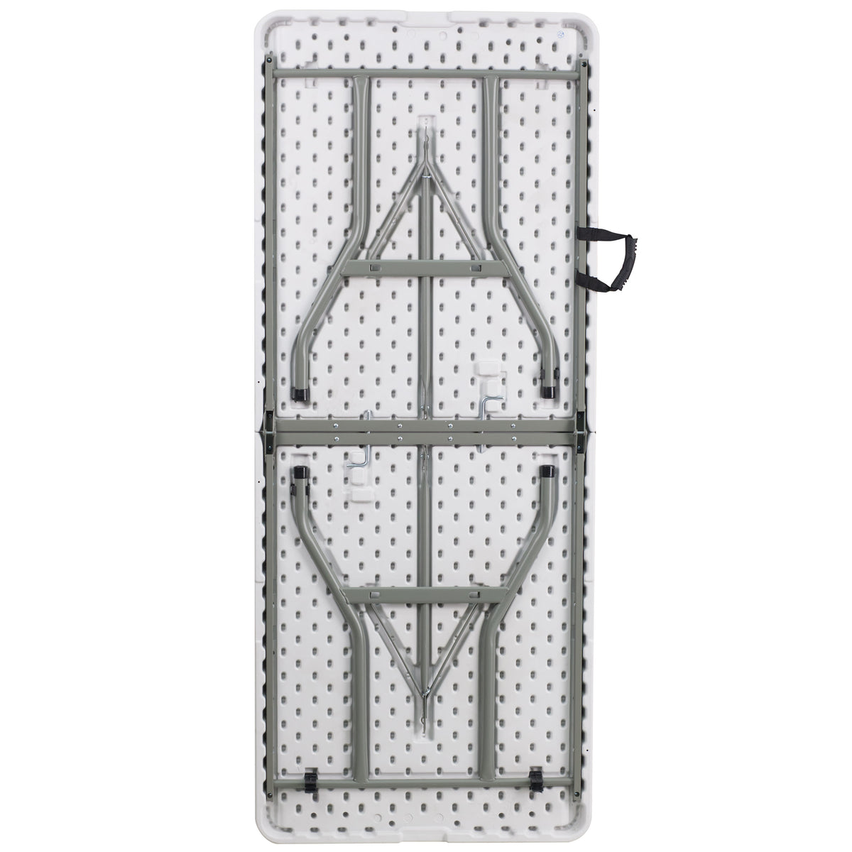 White |#| 6-Foot Bi-Fold Granite White Plastic Folding Table with Carrying Handle