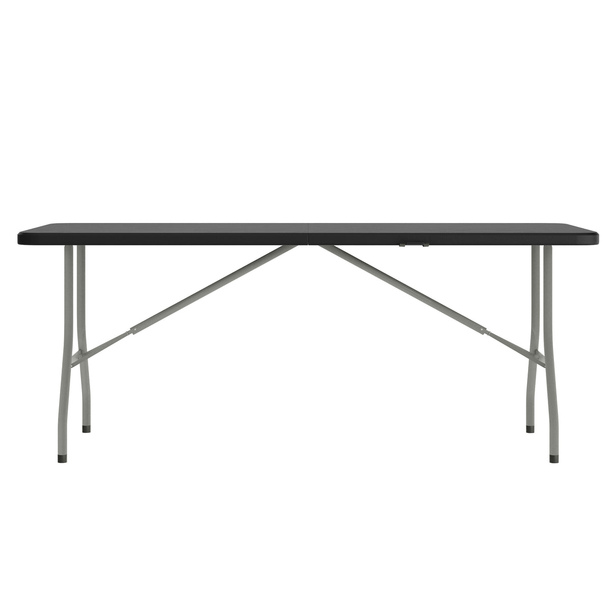 Black |#| 6-Foot Bi-Fold Granite Black Plastic Folding Table with Carrying Handle