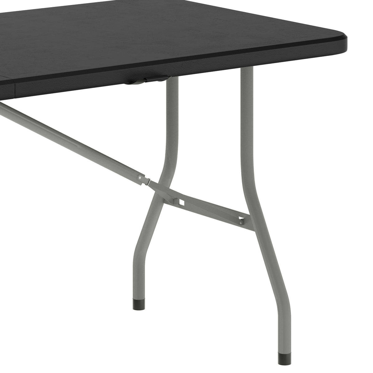 Black |#| 6-Foot Bi-Fold Granite Black Plastic Folding Table with Carrying Handle