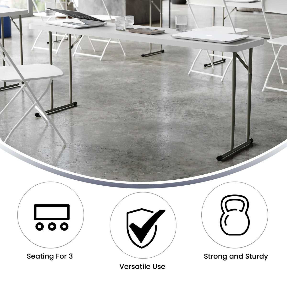 Granite White |#| 6-Foot Inch Rectangle Granite White Plastic Folding Training / Seminar Table