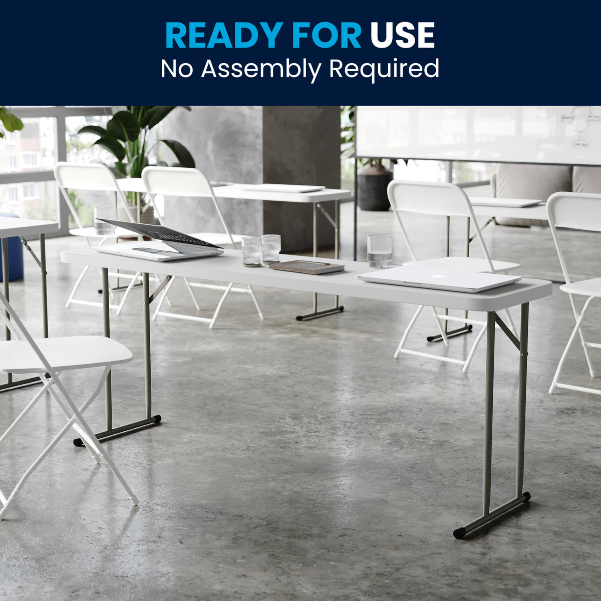 Granite White |#| 6-Foot Inch Rectangle Granite White Plastic Folding Training / Seminar Table