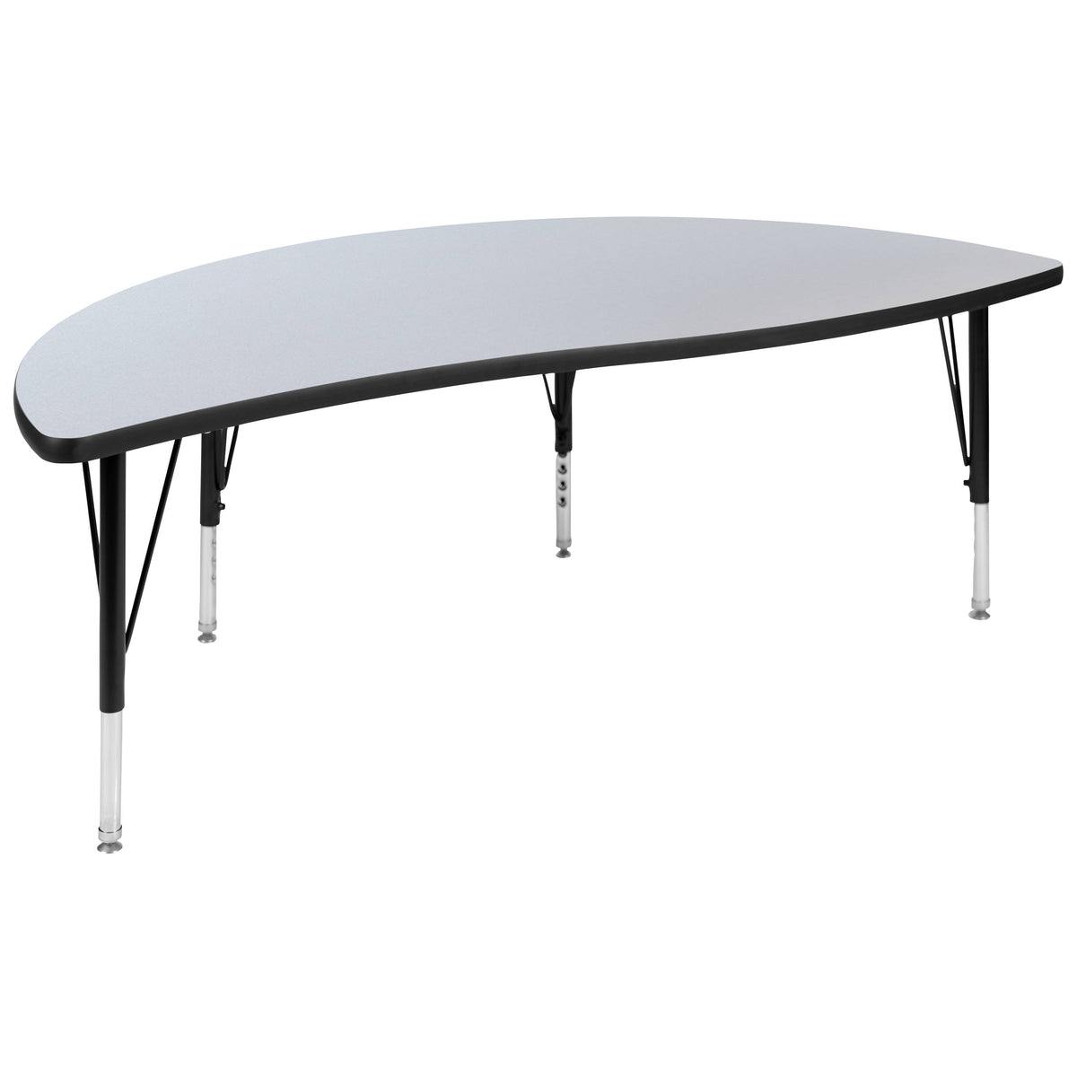 Grey Top/Black Frame |#| 86" Oval Wave Activity Table Set with 14" Student Stack Chairs, Grey/Black